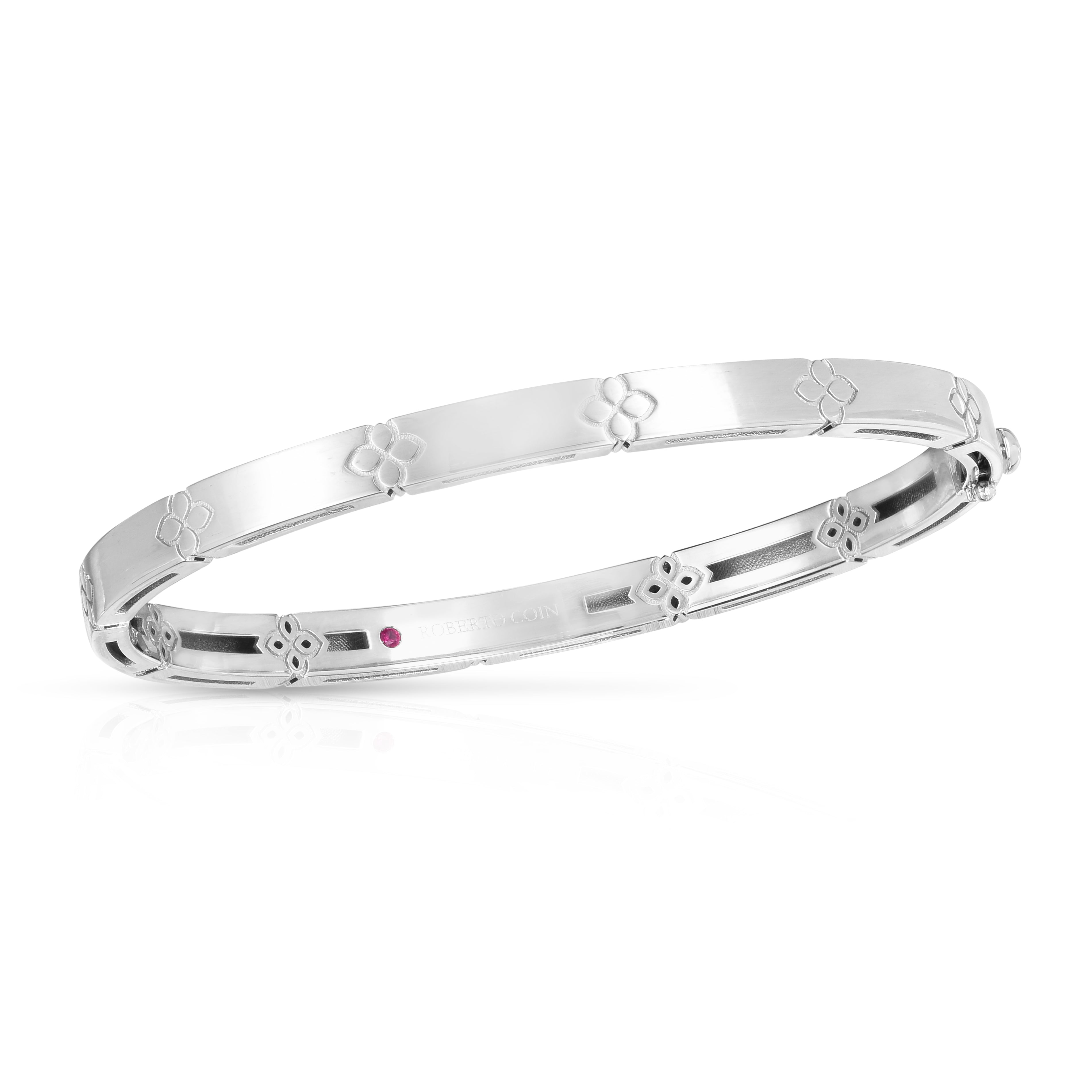 18K WHITE GOLD LOVE IN VERONA NARROW WIDTH BANGLE