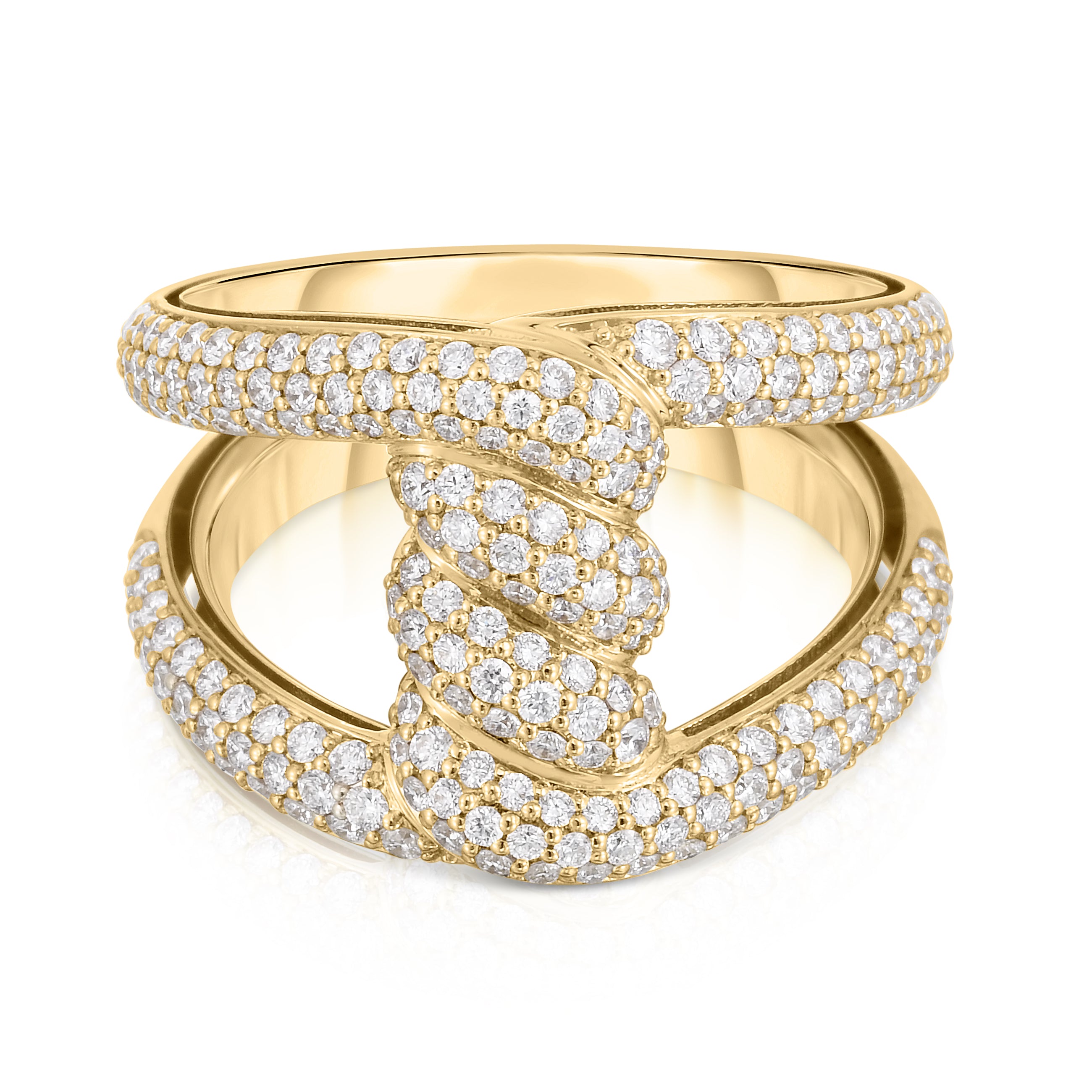 18K YELLOW GOLD CIALOMA PAVE DIAMOND KNOT RING