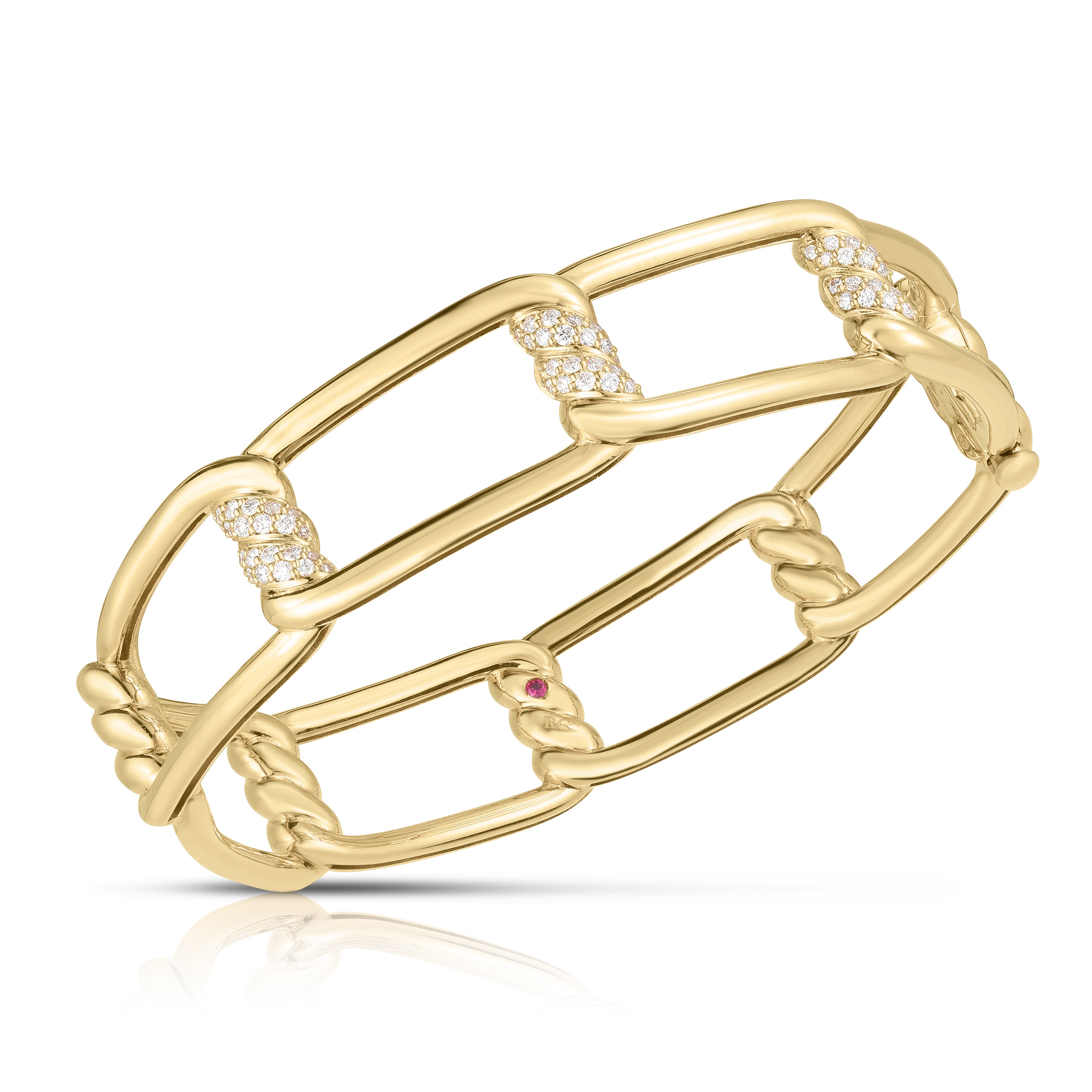 18K YELLOW GOLD CIALOMA DIAMOND ACCENT KNOT BANGLE