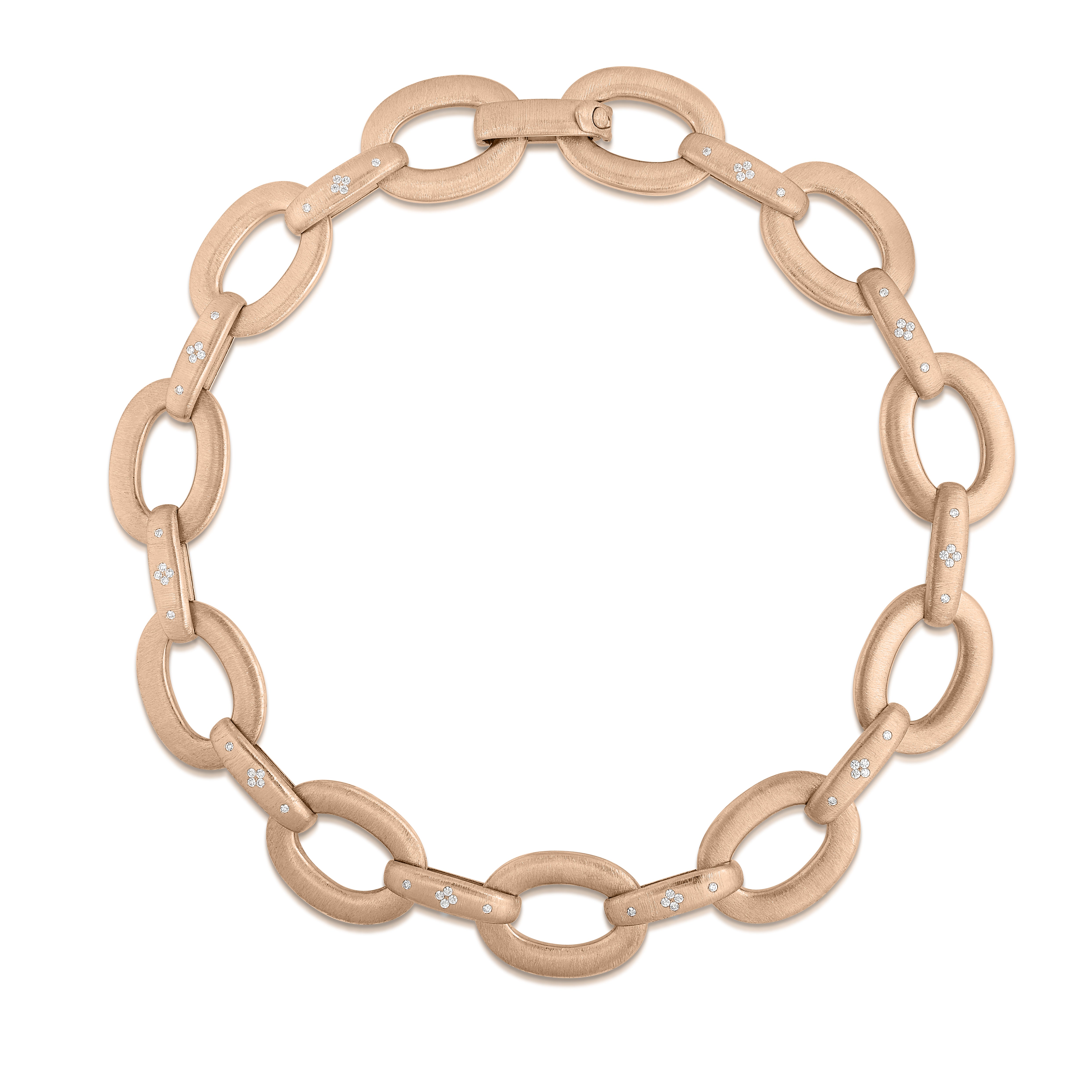 18K ROSE GOLD DUCHESSA DIAMOND & SATIN FINISH OVAL LINK NECKLACE