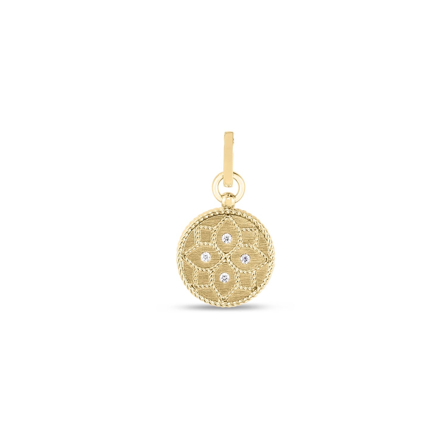 18K YELLOW GOLD VENETIAN PRINCESS SMALL DIAMOND MEDALLION PENDANT