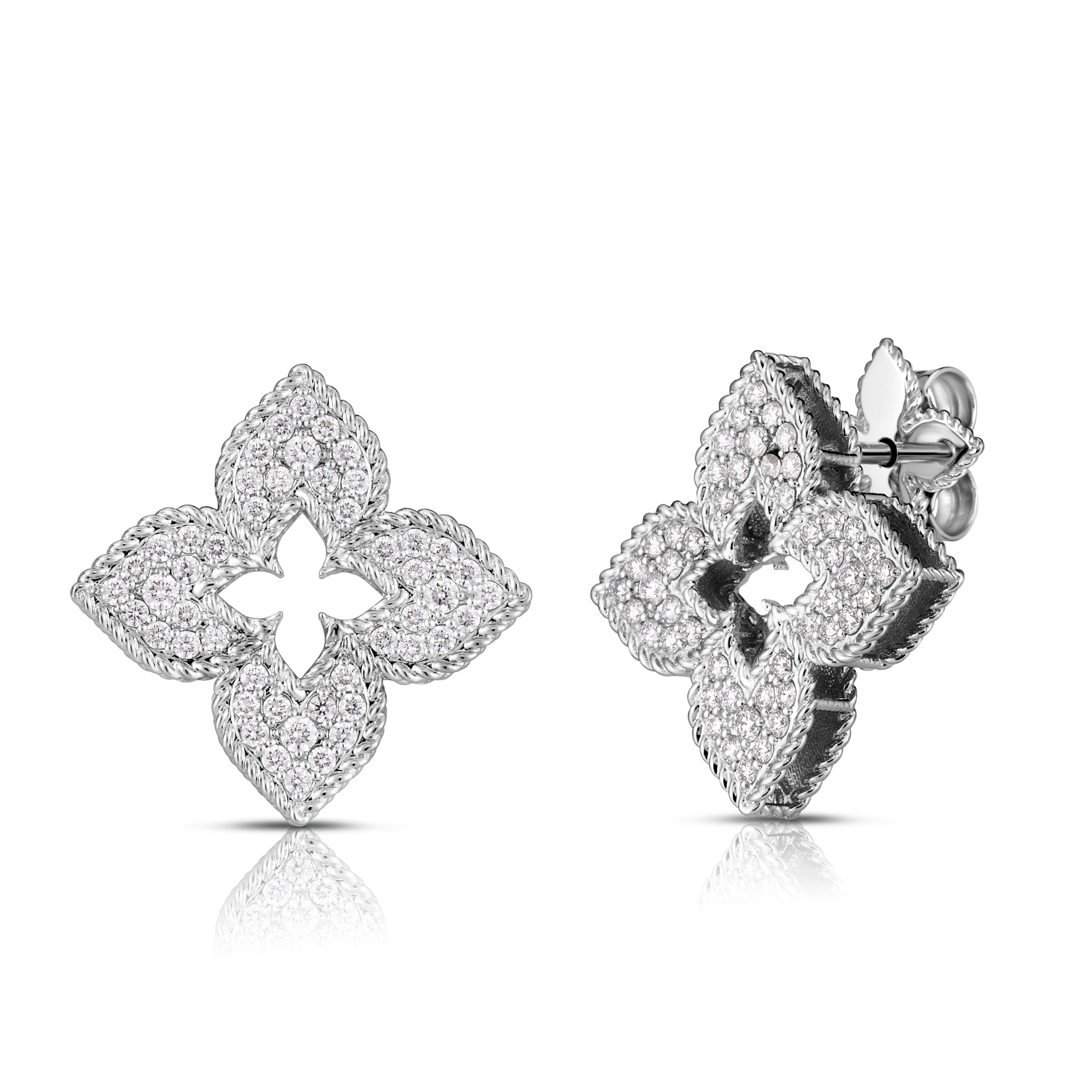 18K WHITE GOLD VENETIAN PRINCESS MEDIUM PAVE DIAMOND EARRINGS