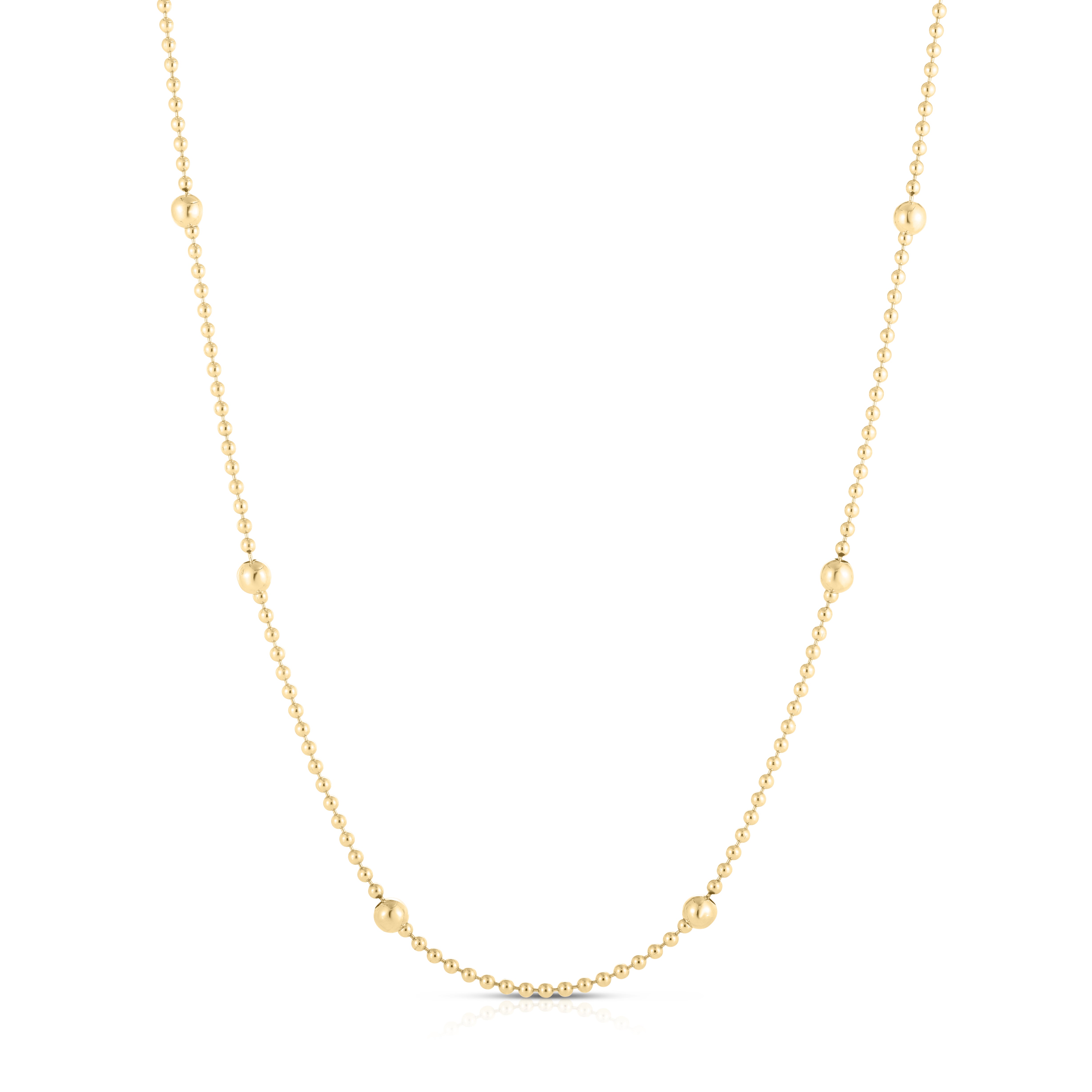 18K YELLOW DESIGNER GOLD BEAD STATION NECKLACE