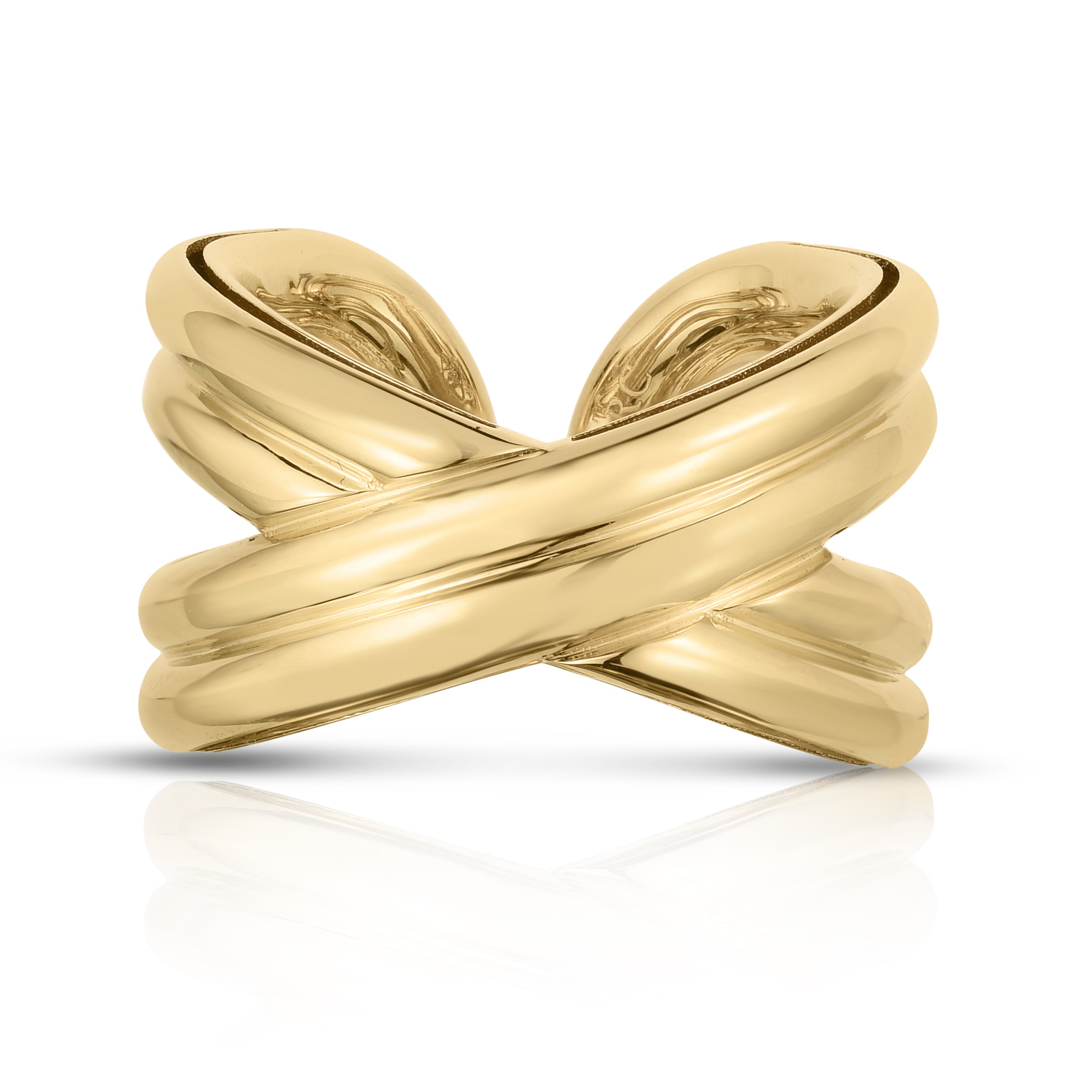 18K YELLOW DESIGNER GOLD CRISS CROSS RING