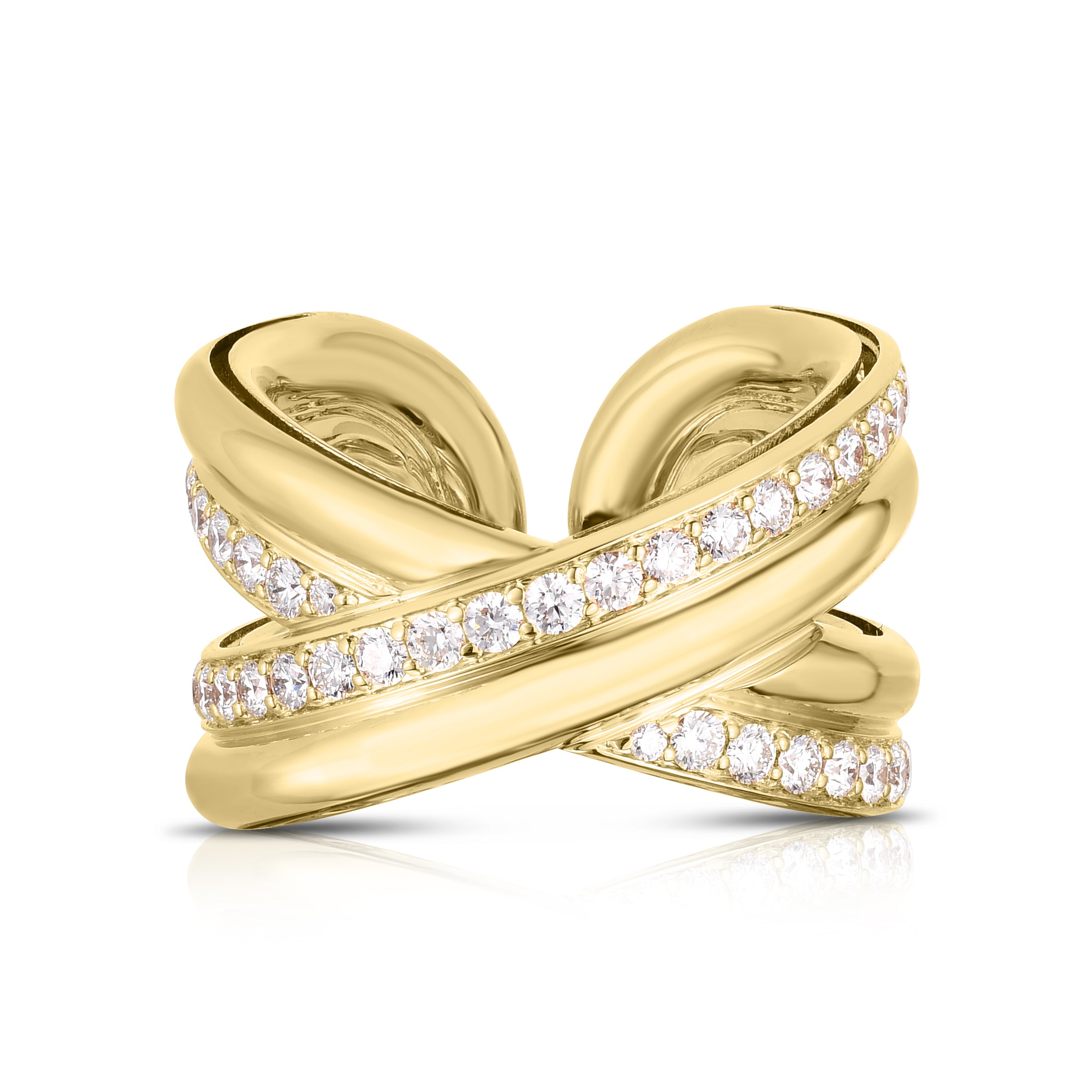 18K YELLOW GOLD CIALOMA DIAMOND CROSSOVER RING