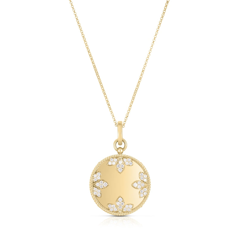 18K YELLOW GOLD VENETIAN MEDALLIONS LARGE DIAMOND NECKLACE