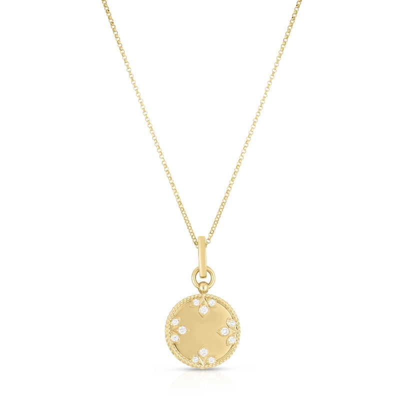 18K YELLOW GOLD VENETIAN MEDALLIONS SMALL DIAMOND NECKLACE