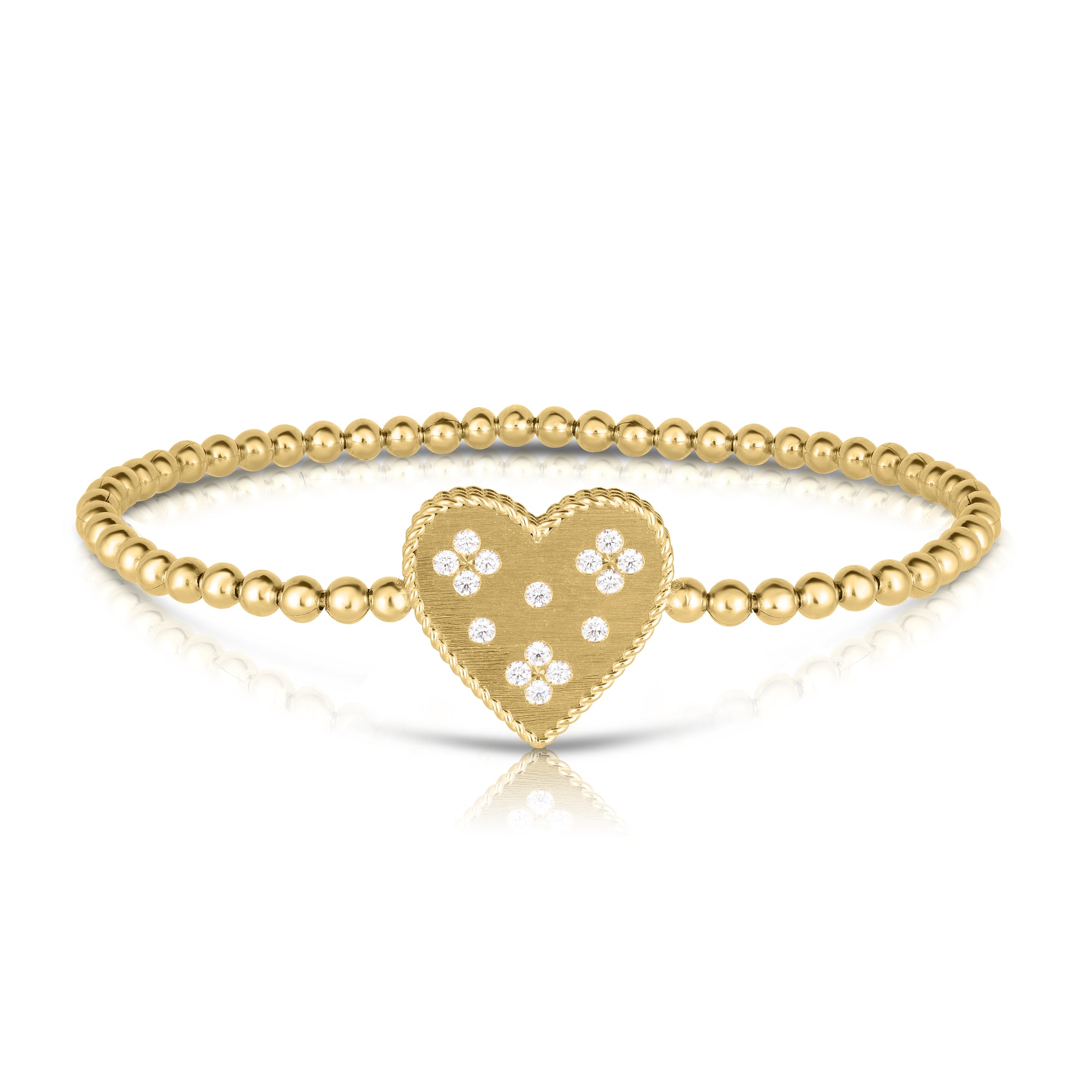 18K YELLOW GOLD VENETIAN PRINCESS MEDIUM HEART MEDALLION BRACELET
