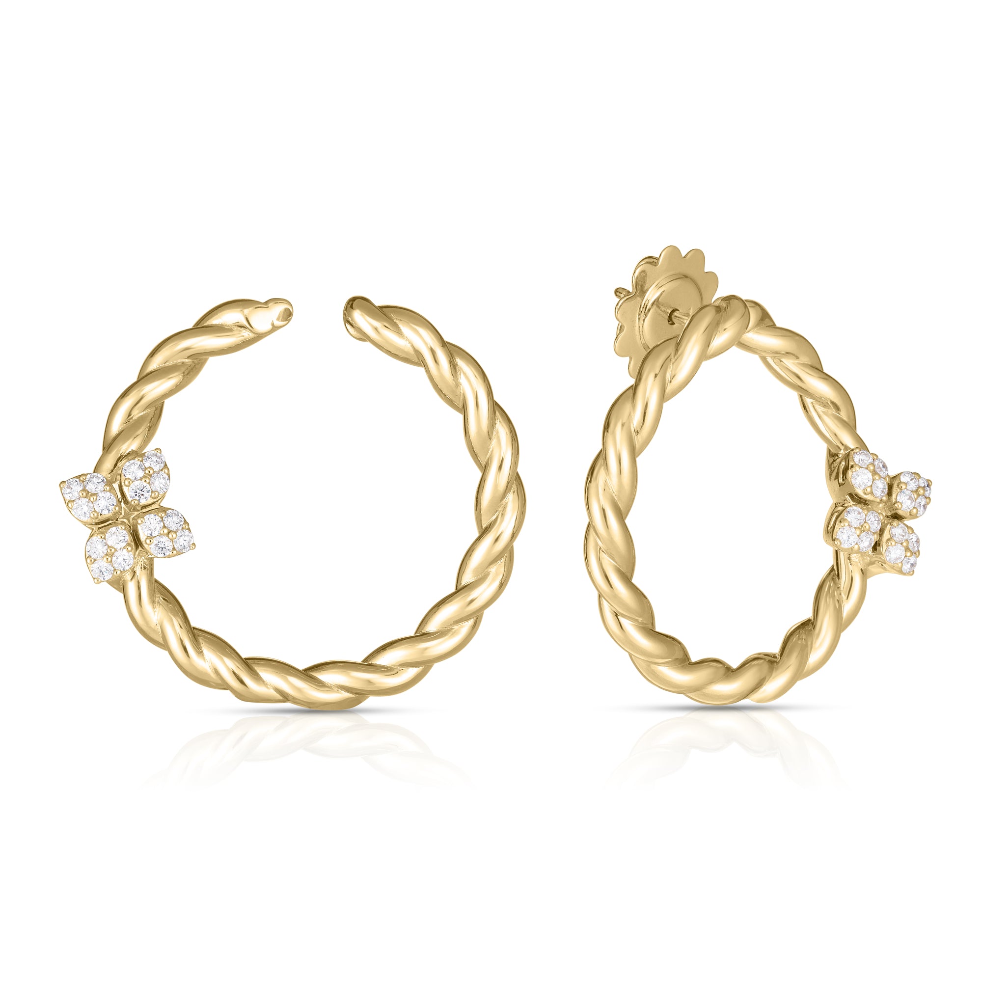18K YELLOW GOLD LOVE IN VERONA TWIST DIAMOND CURL EARRINGS