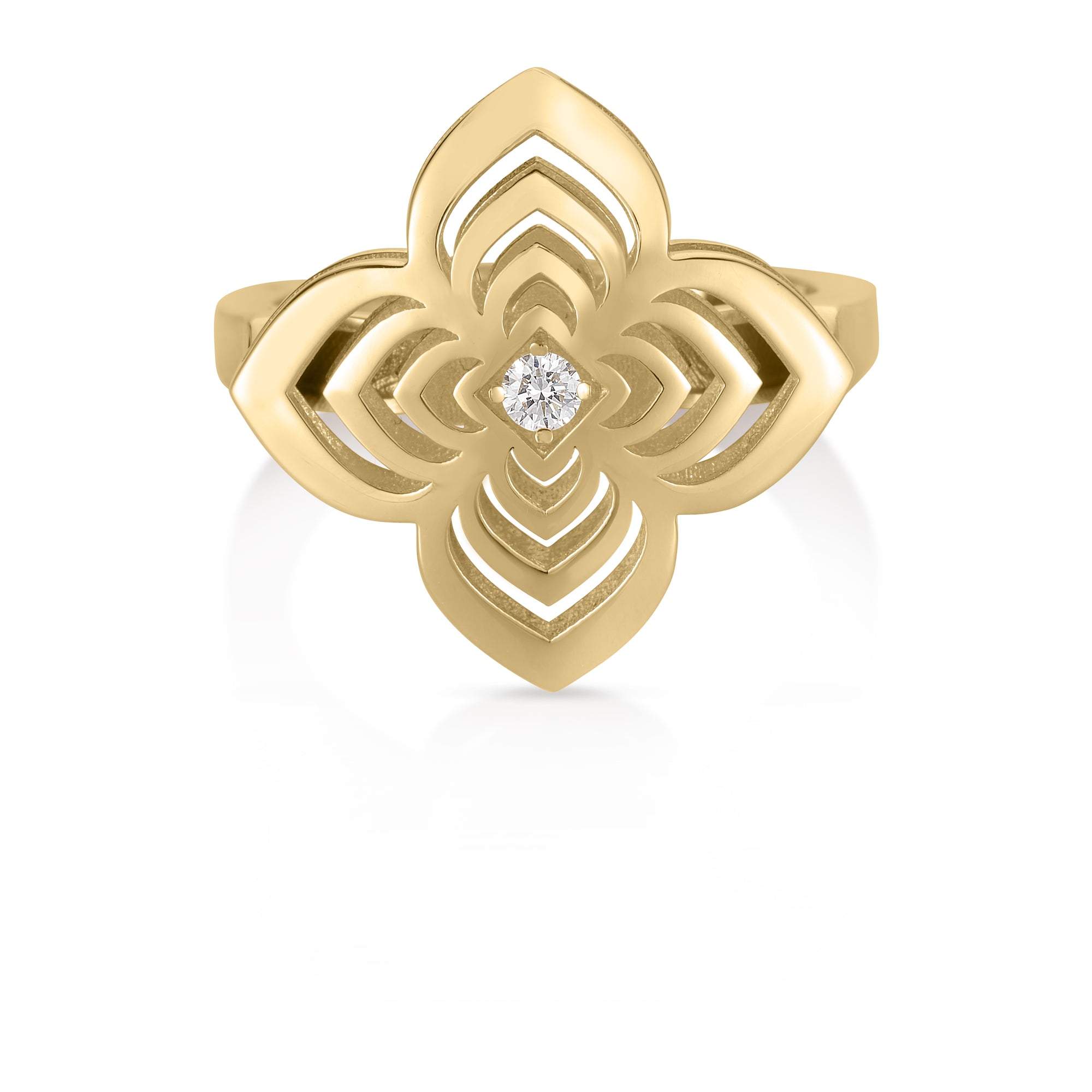 18K YELLOW GOLD PALAZZO DUCALE CARNIVAL DIAMOND & POLISHED FINISH FLOWER RING