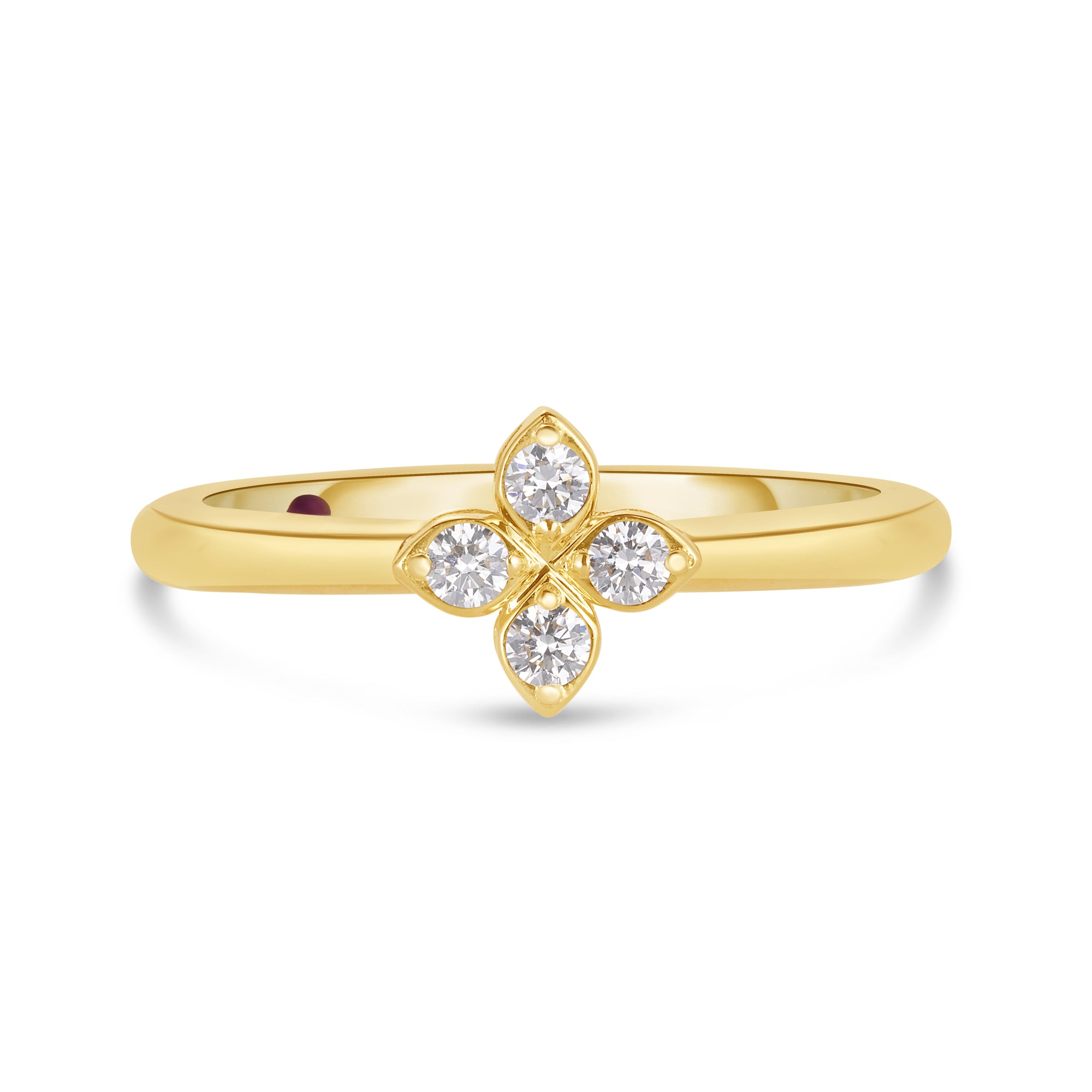 18K YELLOW GOLD LOVE IN VERONA SMALL PAVE DIAMOND FLOWER RING