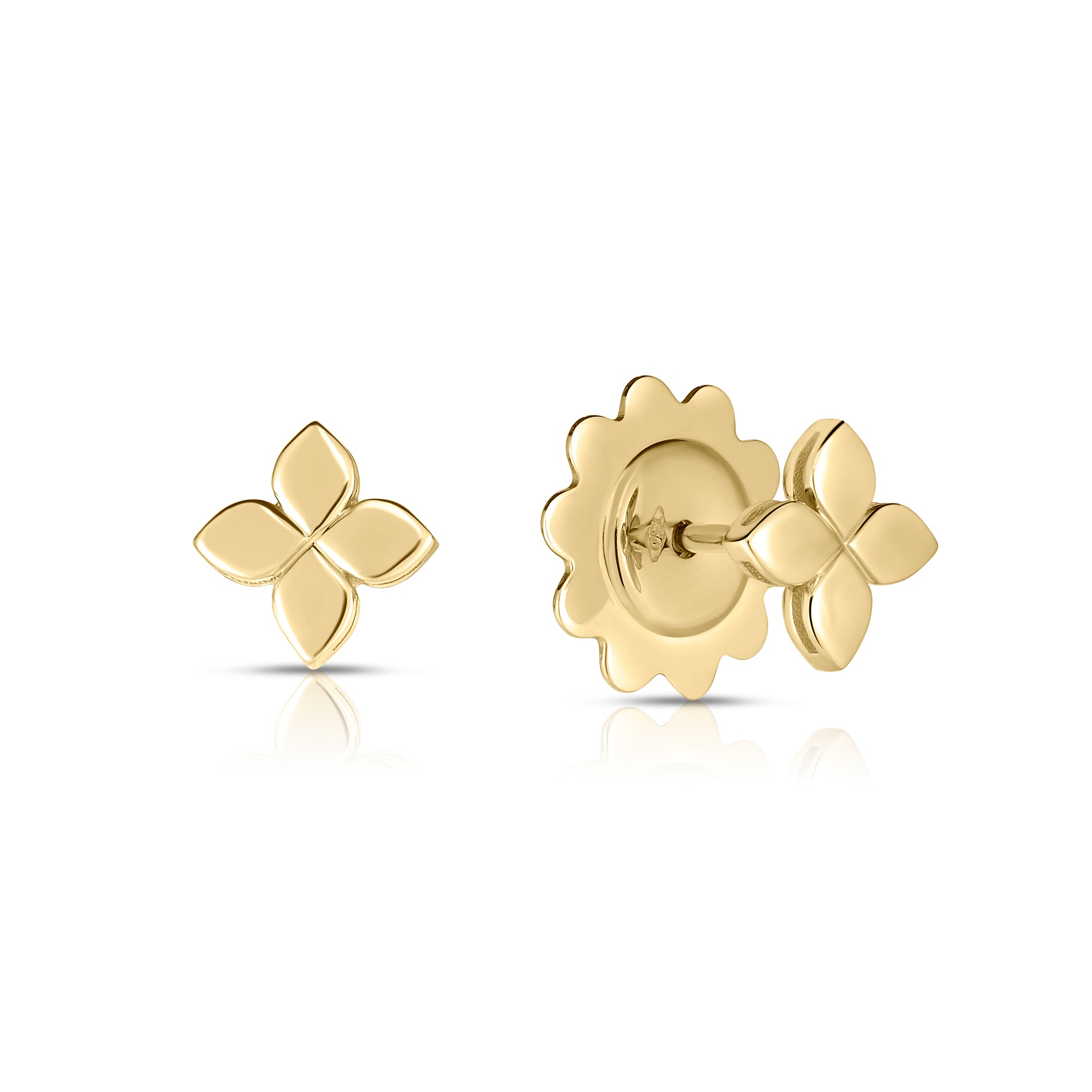 18K YELLOW GOLD LOVE IN VERONA SMALL FLOWER STUD EARRINGS