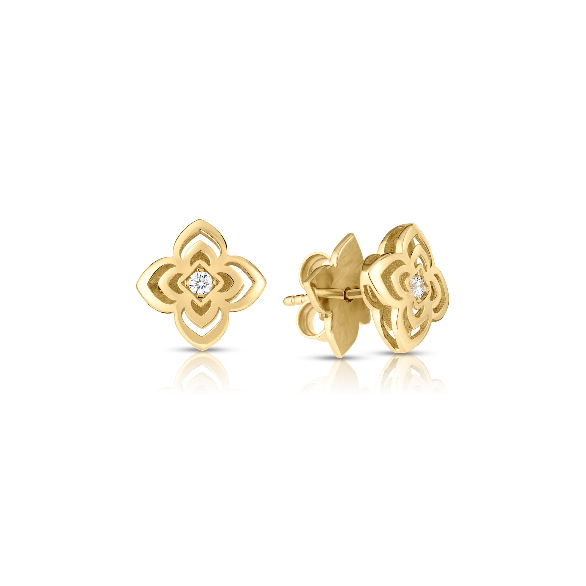 18K YELLOW GOLD PALAZZO DUCALE CARNIVAL SMALL DIAMOND FLOWER STUD EARRINGS