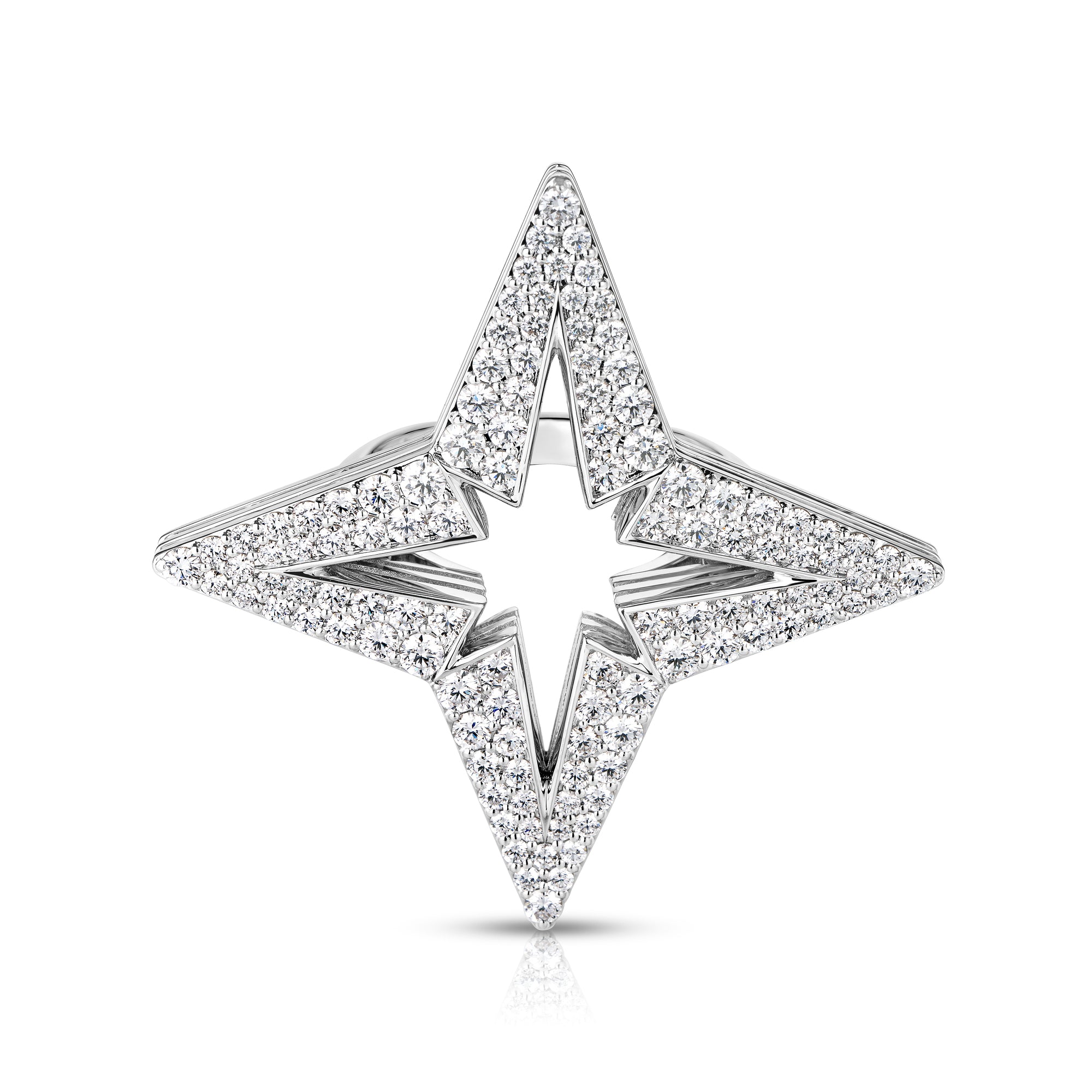 18K WHITE GOLD STARDUST LARGE PAVE DIAMOND STAR RING
