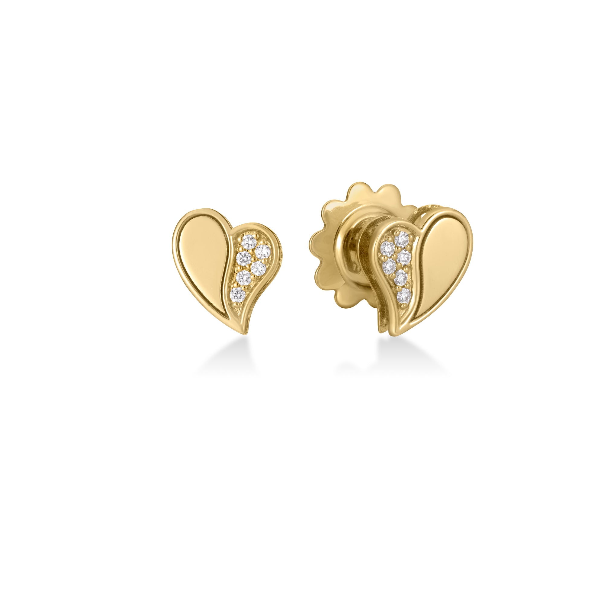 18K YELLOW GOLD AMORINO DIAMOND FLOWER HEART EARRINGS
