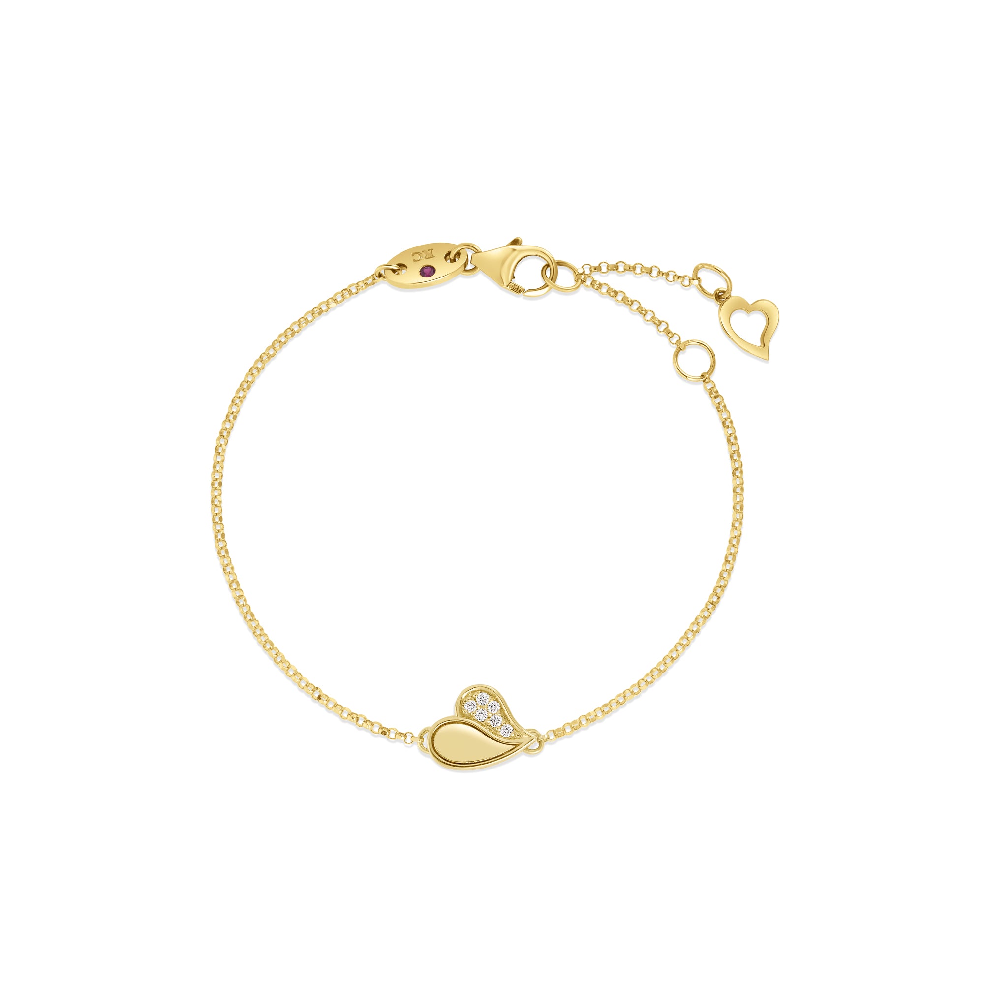 18K YELLOW GOLD AMORINO DIAMOND HEART BRACELET
