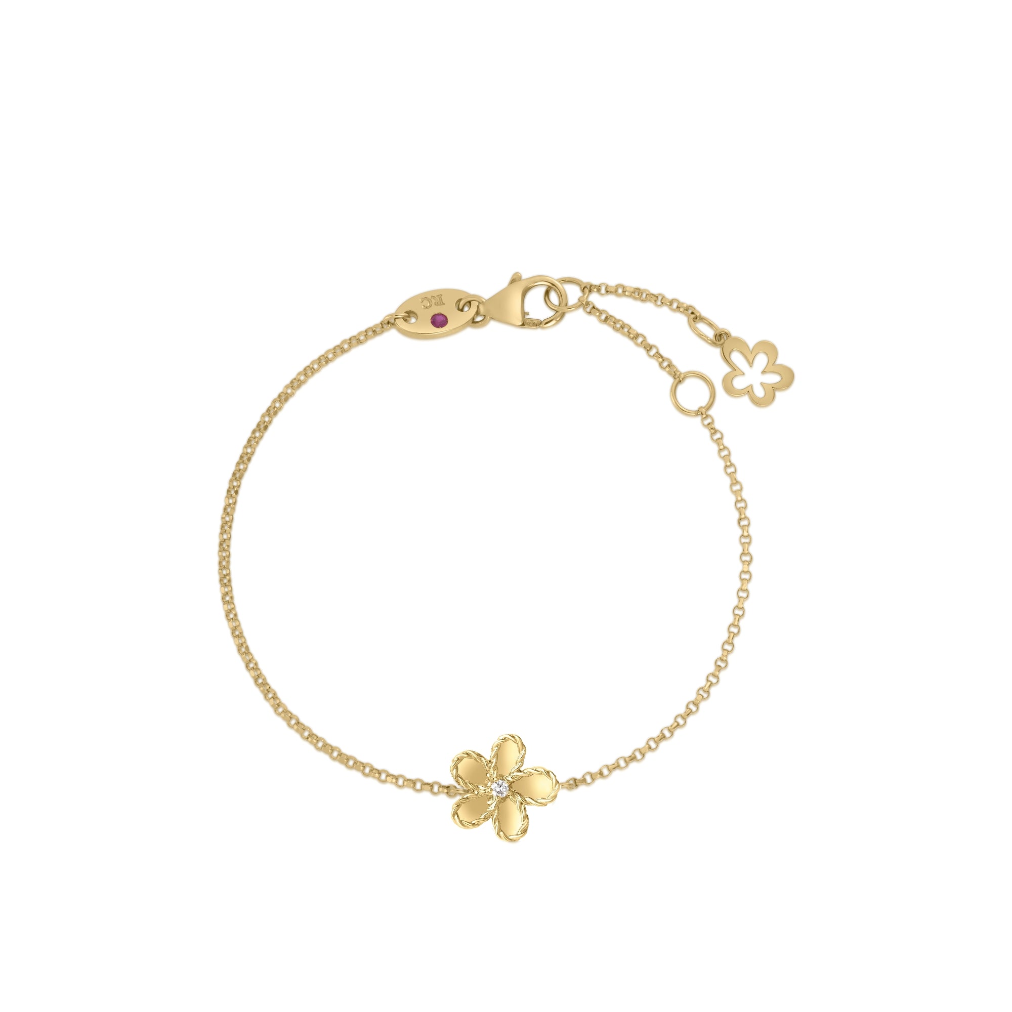 18K YELLOW GOLD JASMINE DIAMOND & POLISHED FINISH SMALL FLOWER BRACELET