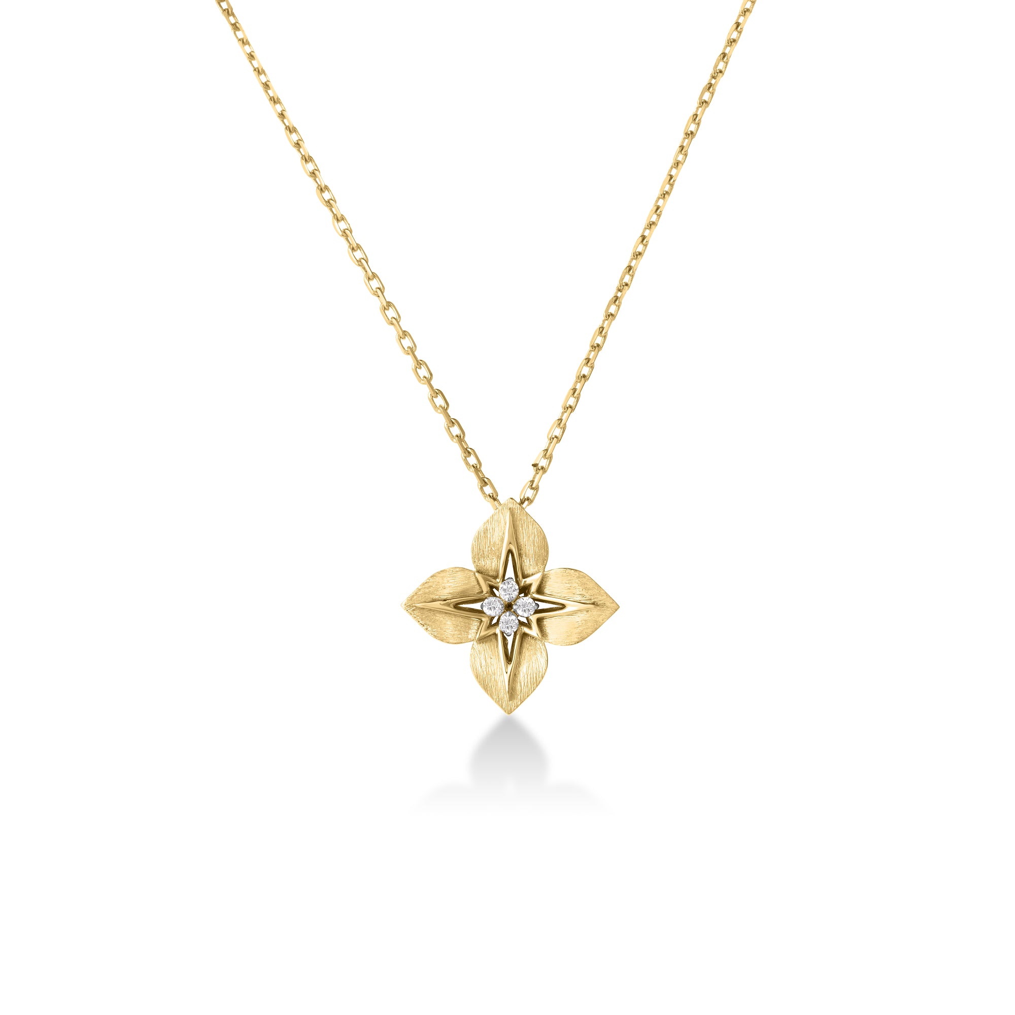 18K YELLOW/WHITE GOLD PRINCESS STAR SMALL DIAMOND STAR NECKLACE