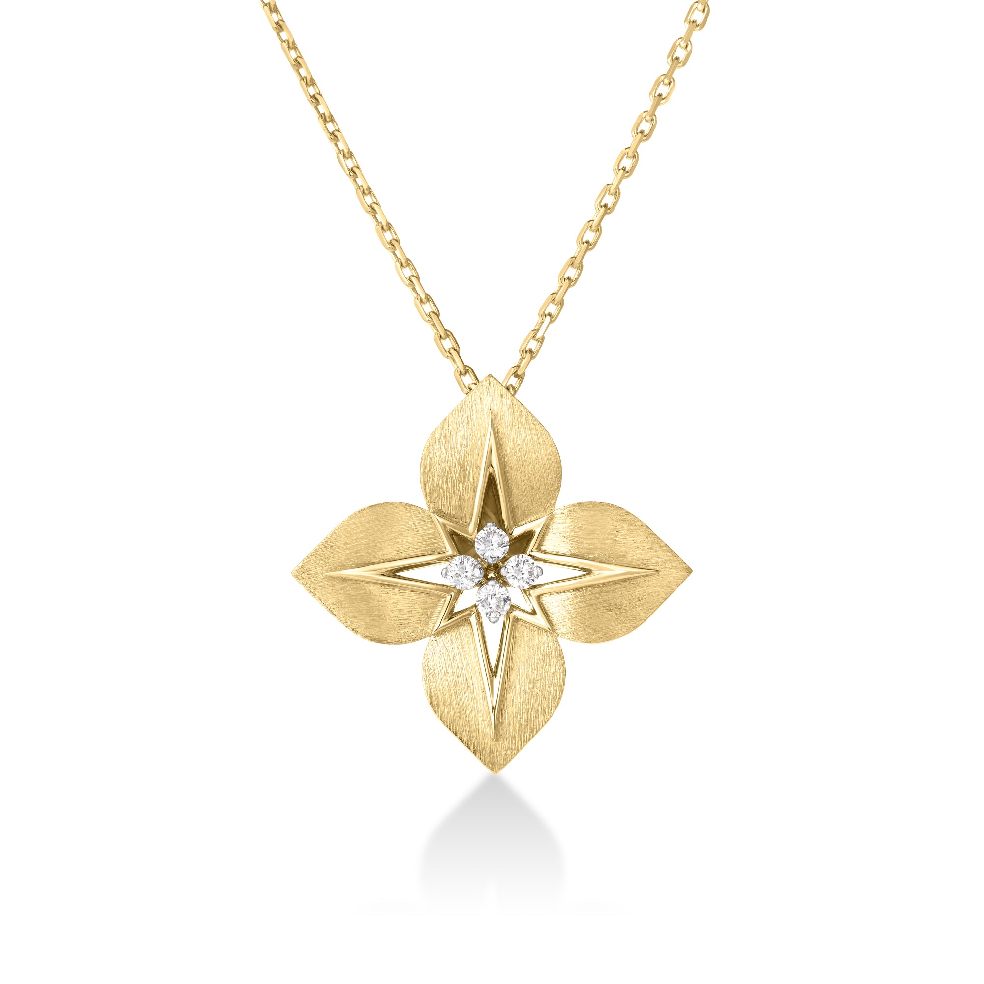 18K YELLOW/WHITE GOLD PRINCESS STAR LARGE DIAMOND STAR NECKLACE
