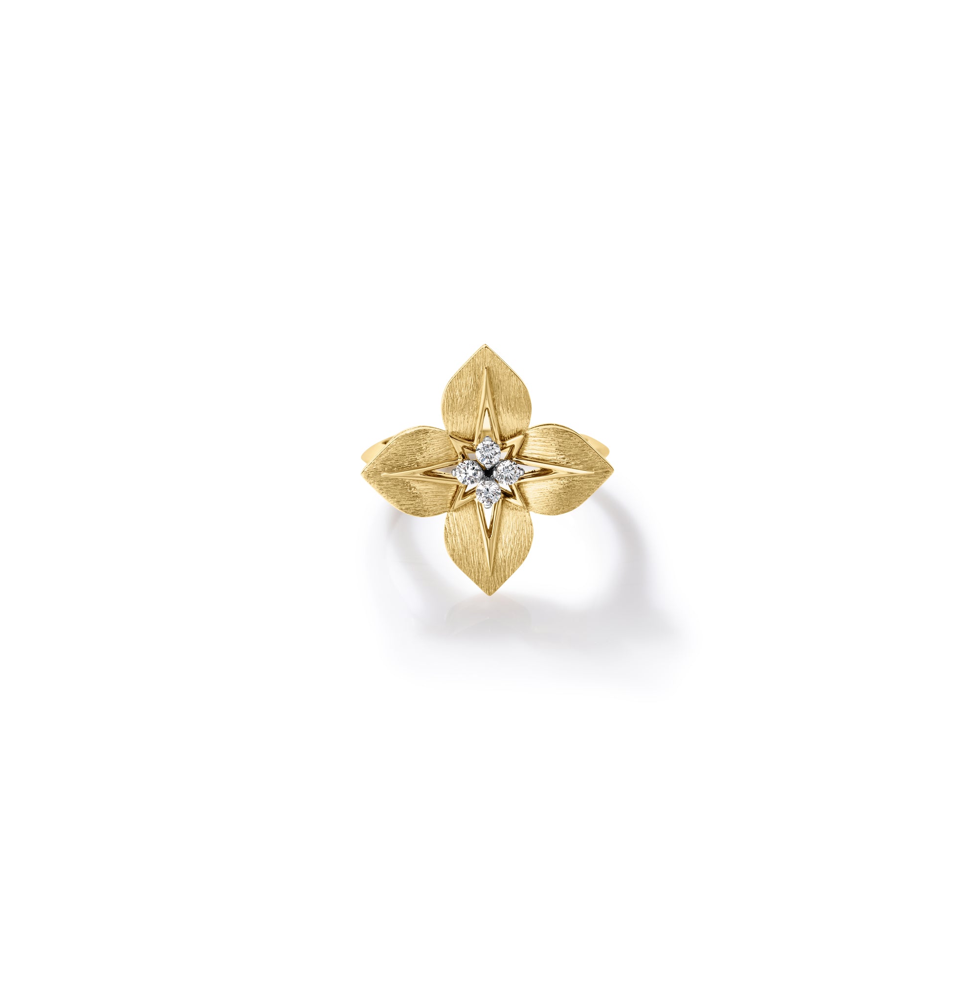 18K YELLOW/WHITE GOLD PRINCESS STAR MEDIUM DIAMOND STAR RING