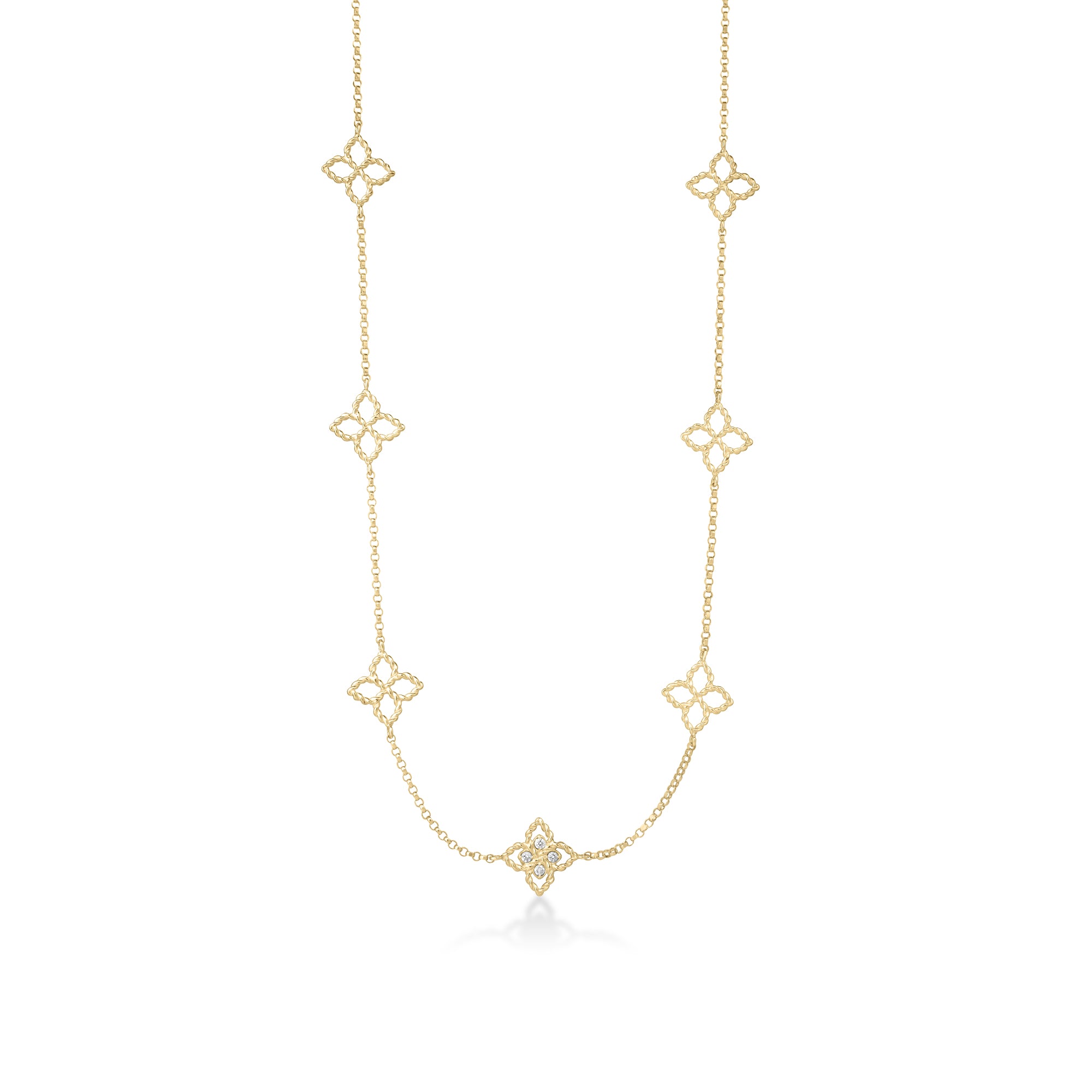 18K YELLOW GOLD PRINCESS FLOWER STATION NECKLACE