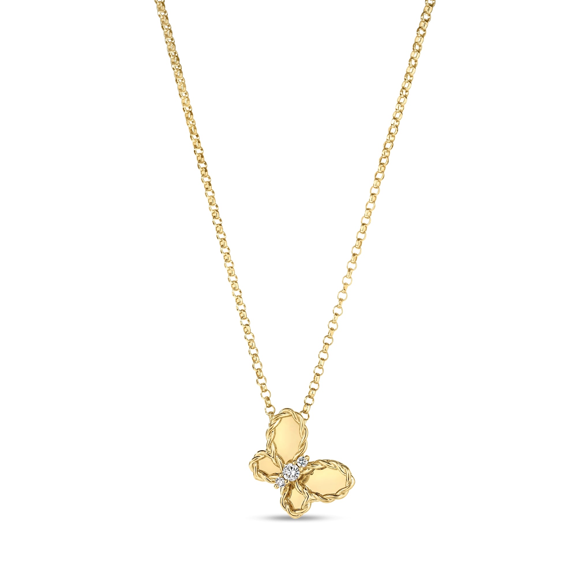 18K YELLOW GOLD JASMINE SMALL DIAMOND BUTTERFLY NECKLACE