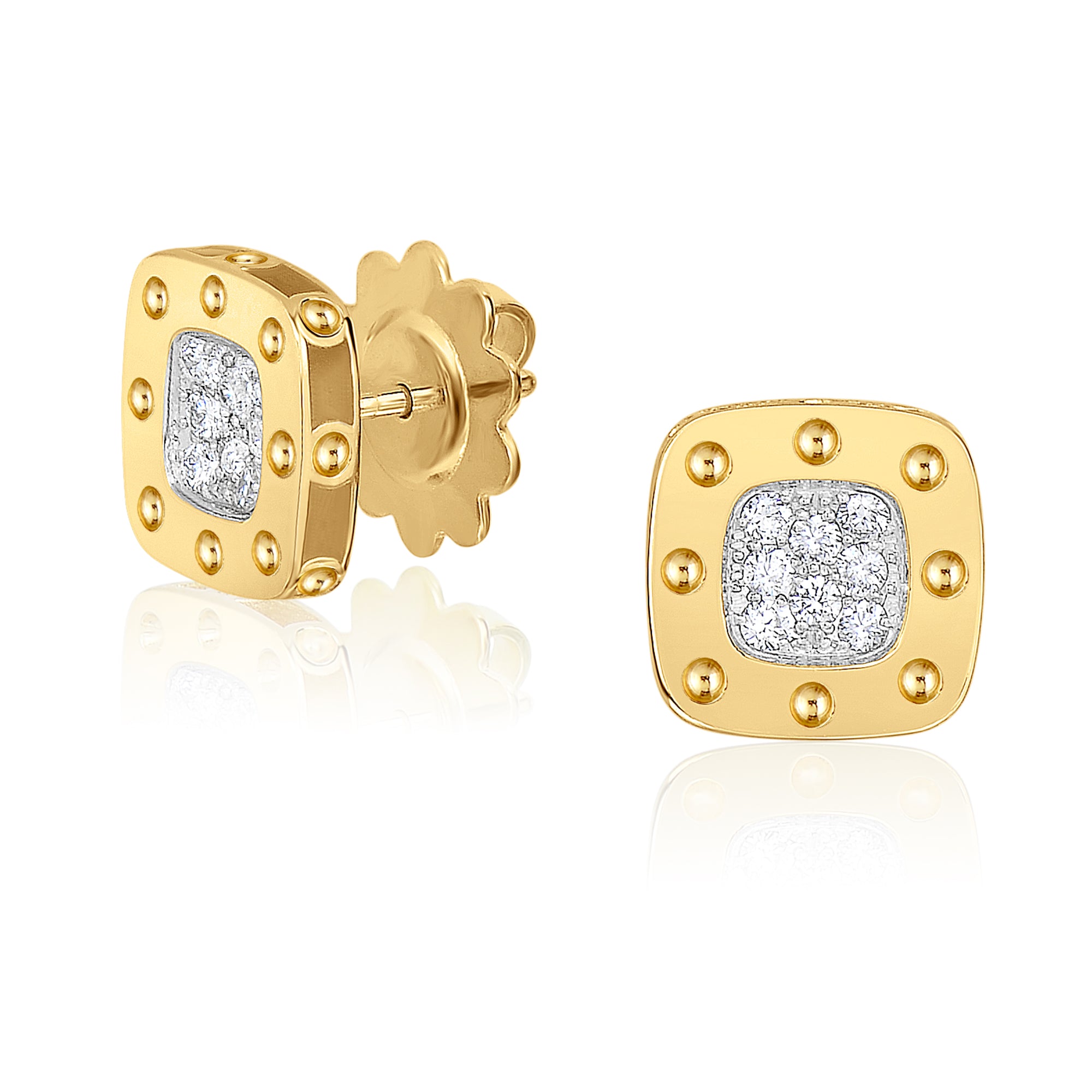 18K YELLOW/WHITE GOLD POIS MOI DIAMOND STUD EARRINGS