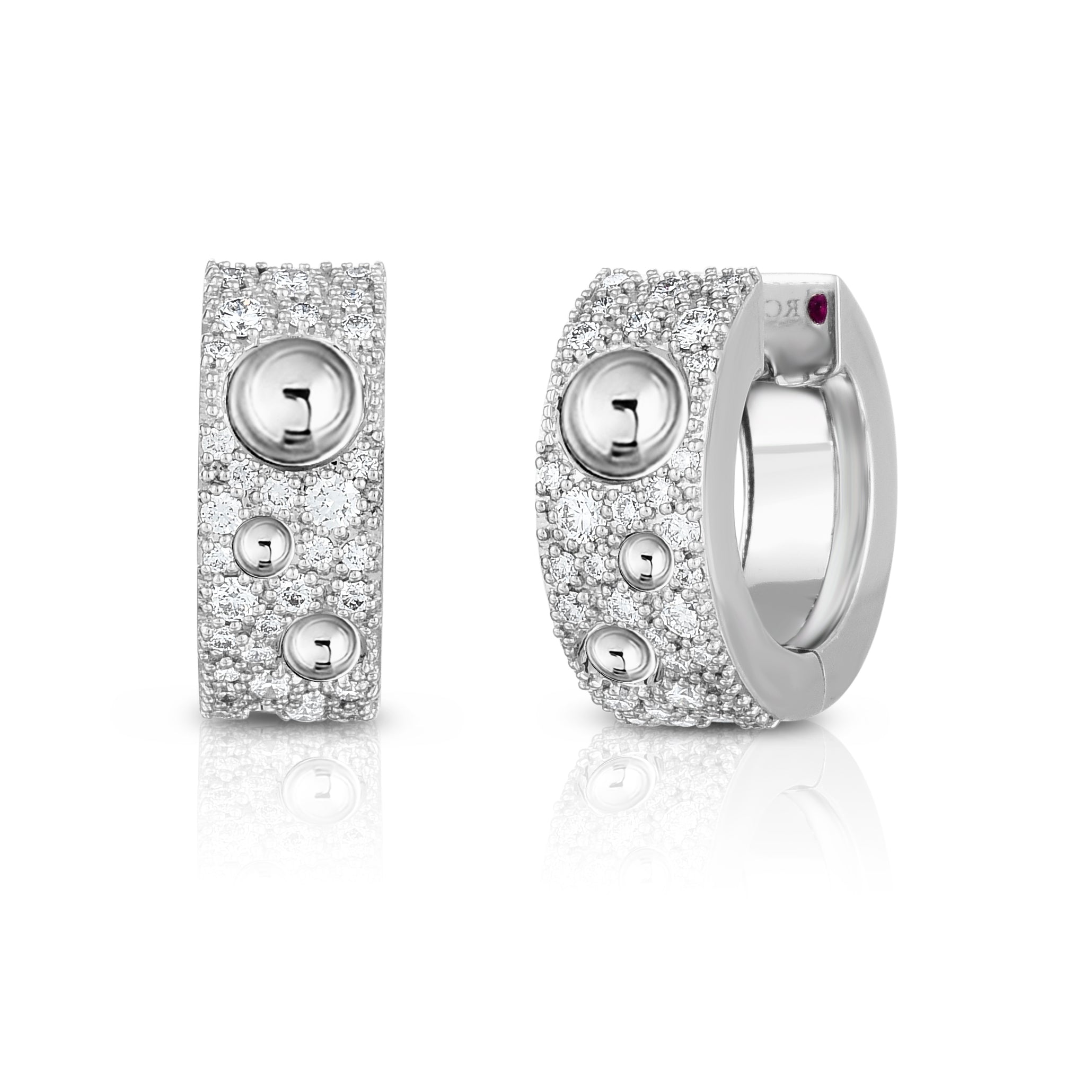 18K WHITE GOLD POIS MOI LUNA SMALL PAVE DIAMOND HOOP EARRINGS
