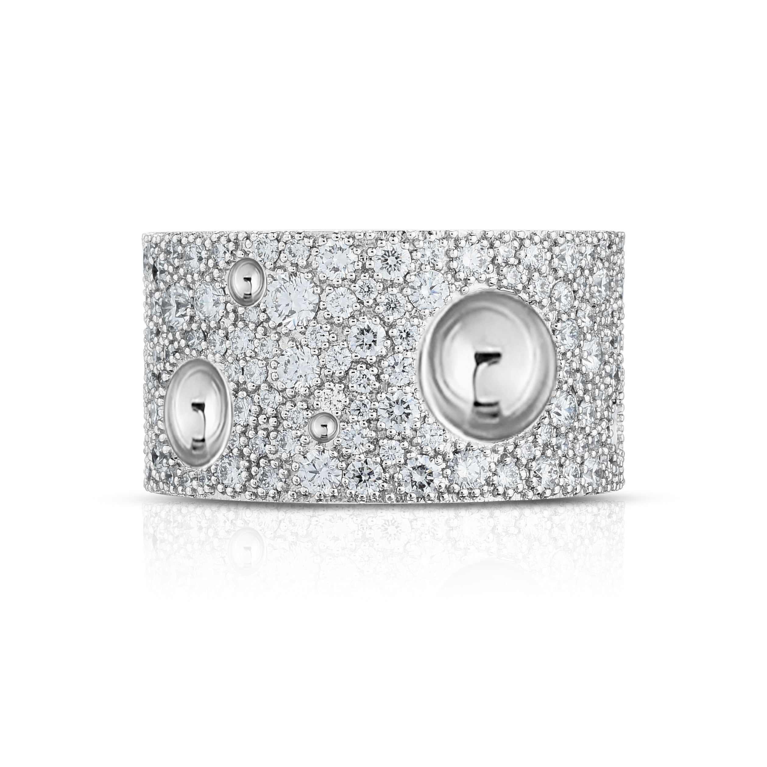 18K WHITE GOLD POIS MOI LUNA WIDE PAVE DIAMOND RING