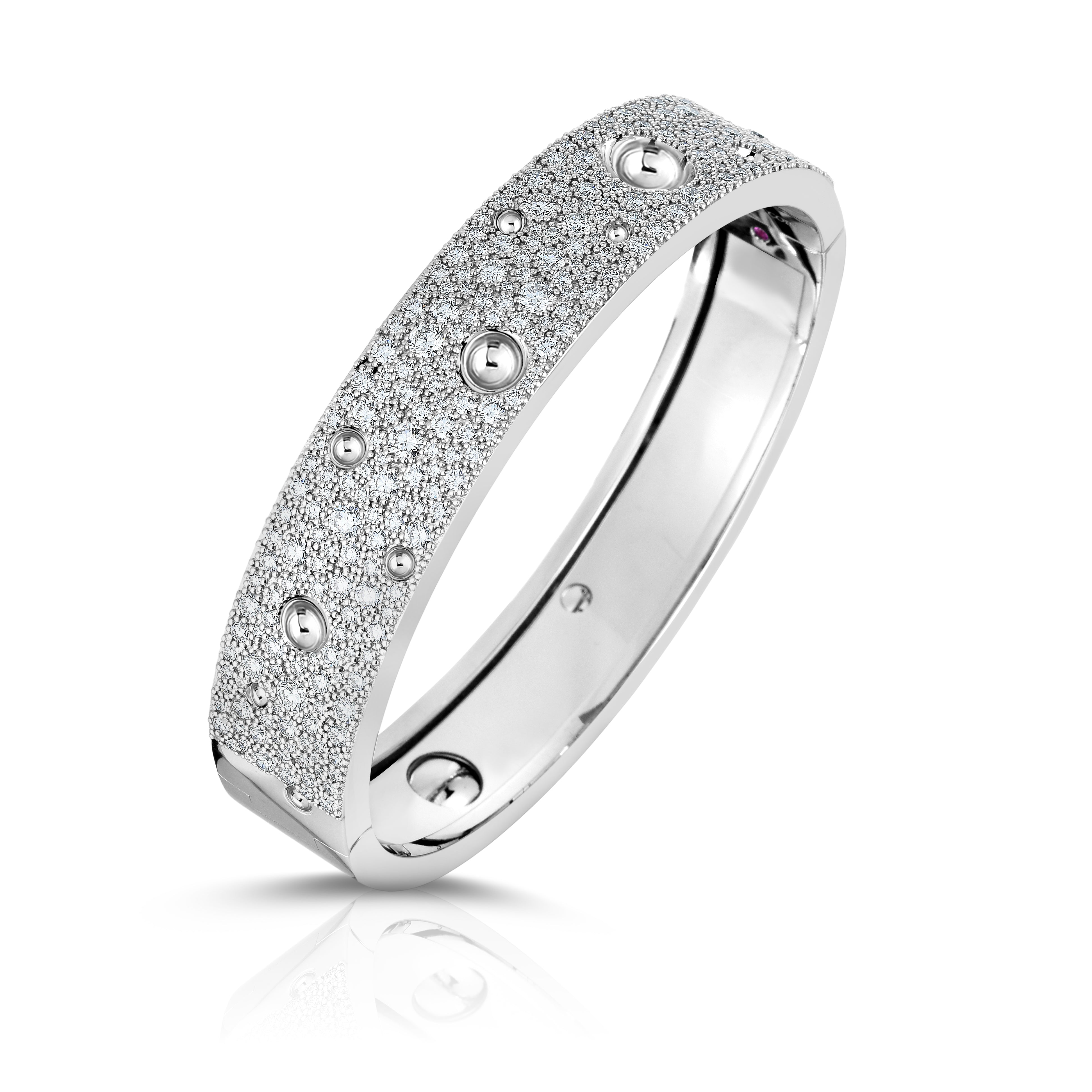 18K WHITE GOLD & PAVE DIAMOND POIS MOI LUNA BANGLE