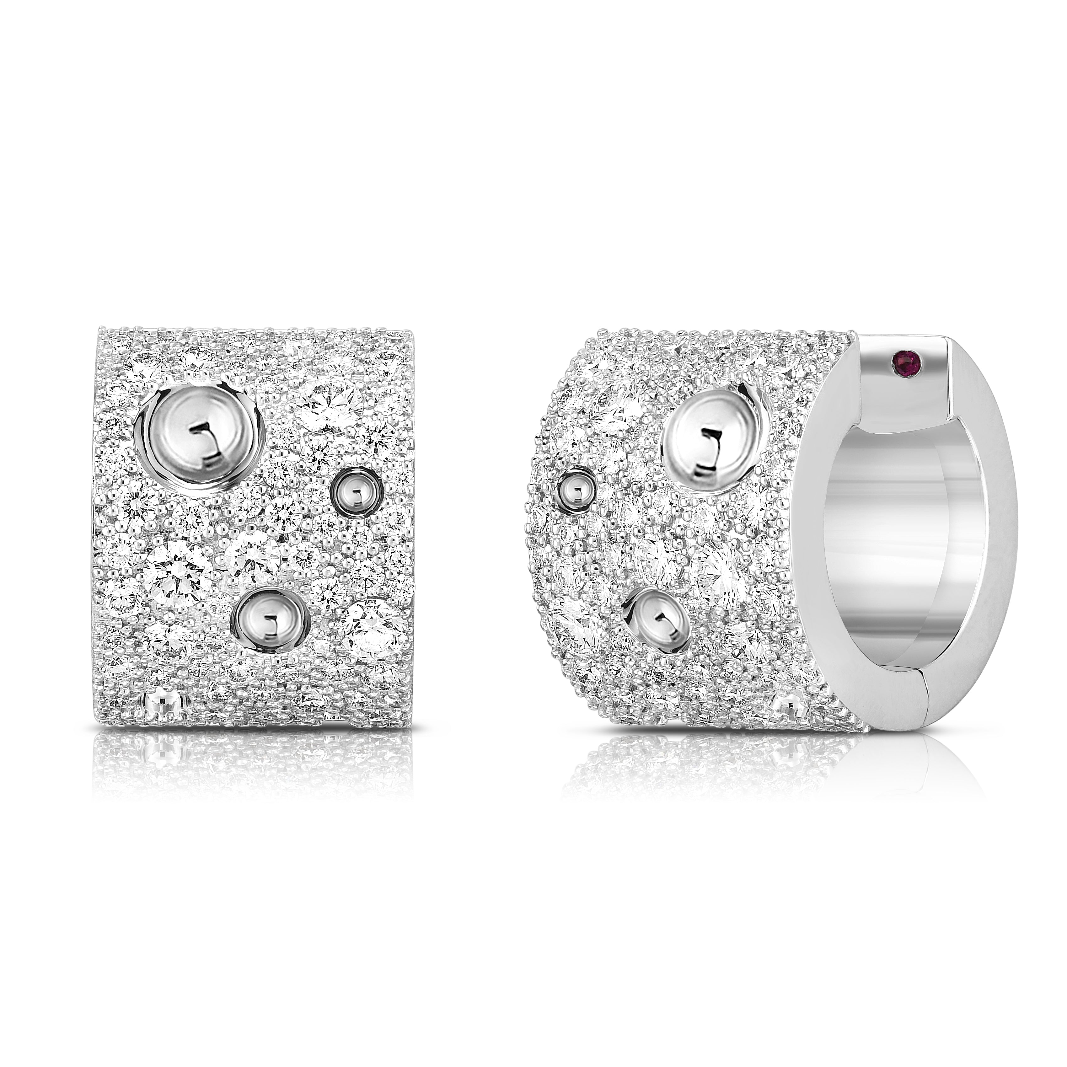 18K WHITE GOLD POIS MOI LUNA WIDE PAVE DIAMOND HOOP EARRINGS