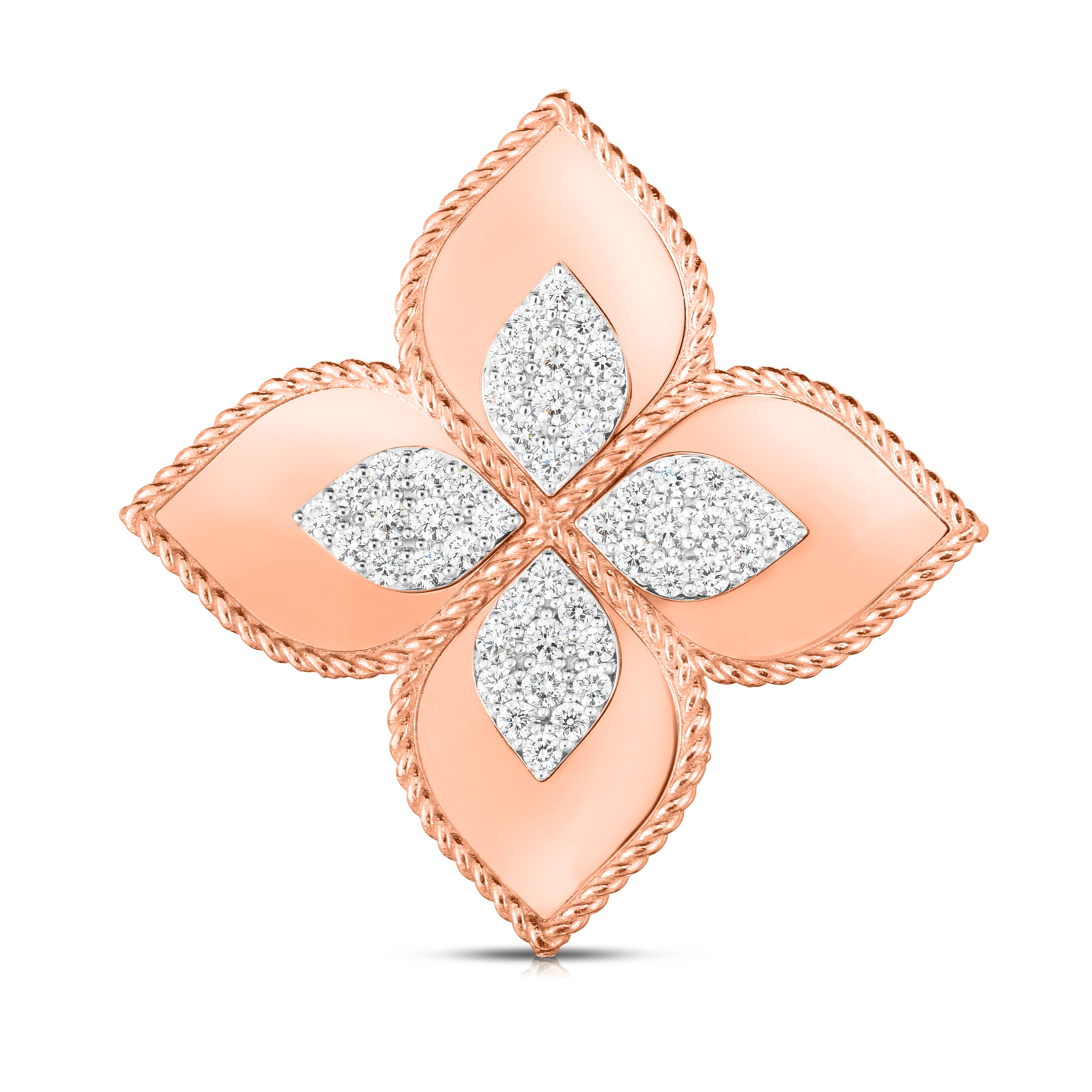 18K ROSE/WHITE GOLD VENETIAN PRINCESS LARGE DIAMOND FLOWER RING