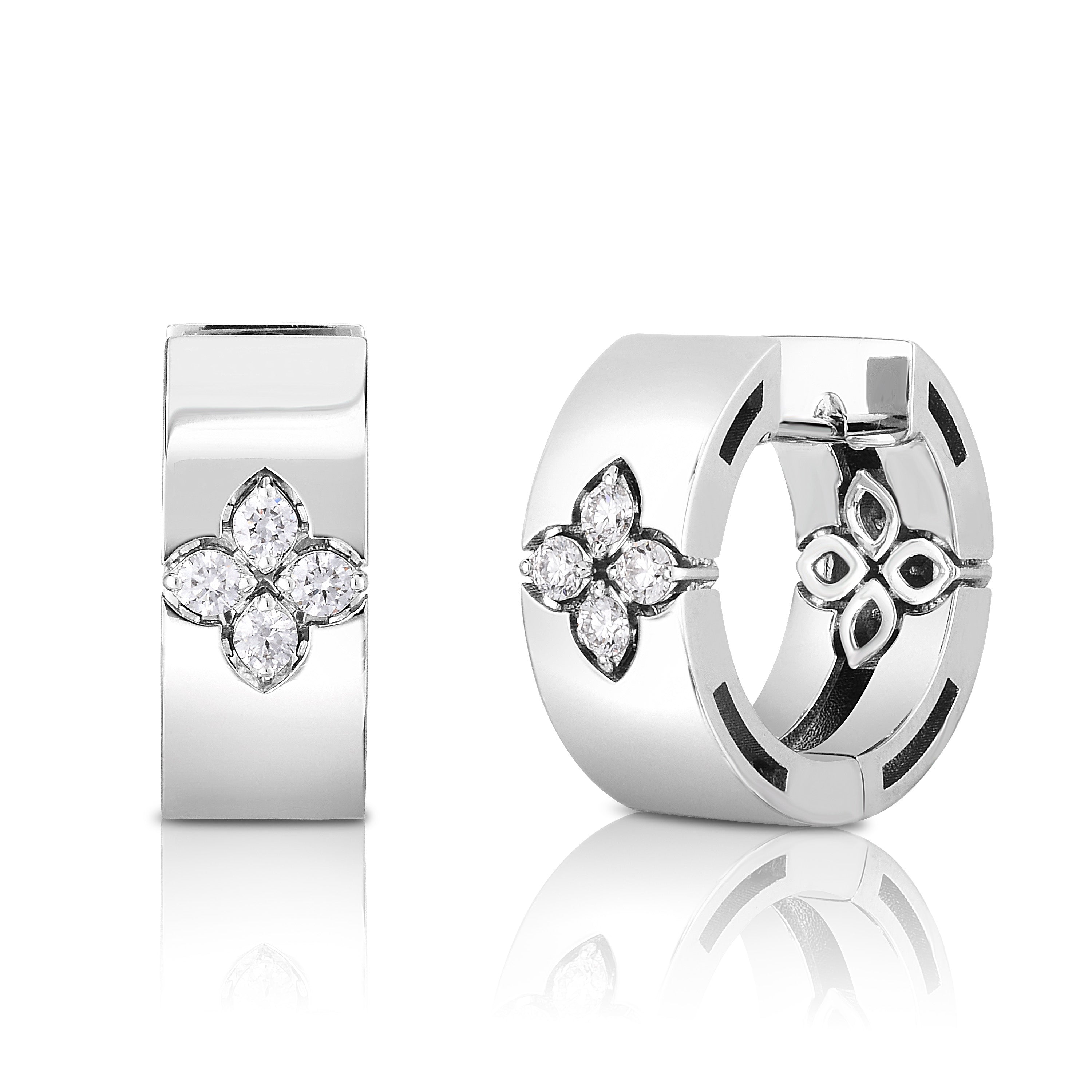 18K WHITE GOLD LOVE IN VERONA WIDE DIAMOND HOOP EARRINGS