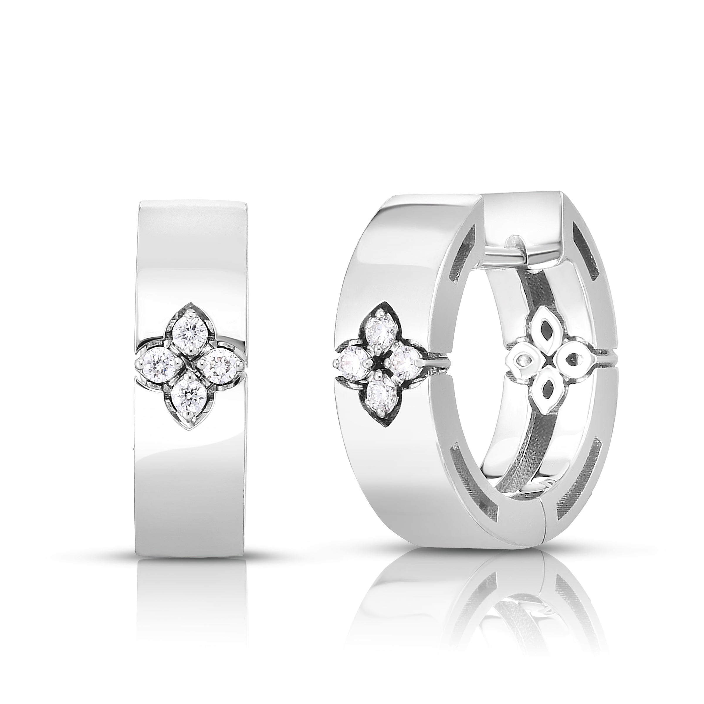 18K WHITE GOLD LOVE IN VERONA DIAMOND HOOP EARRINGS
