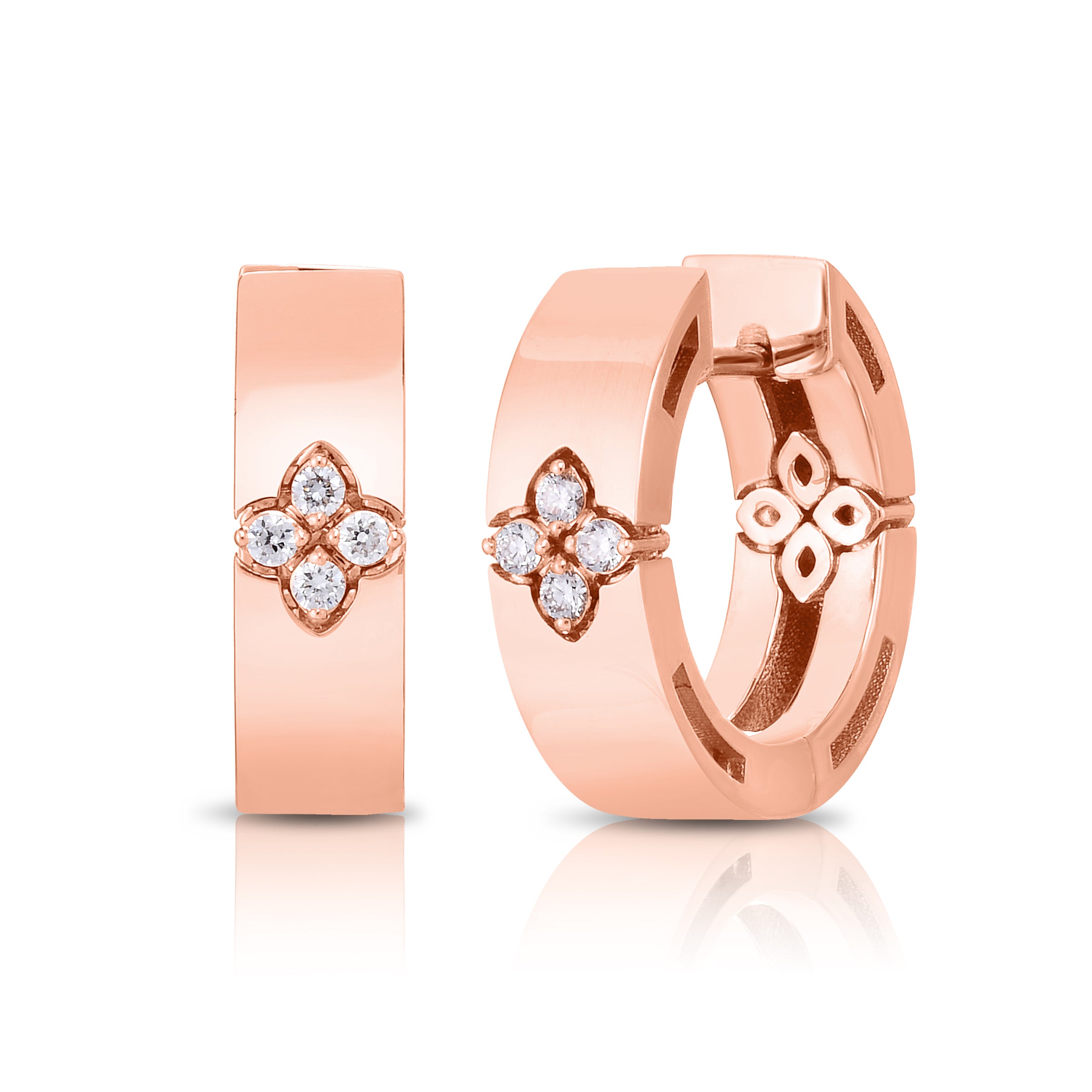 18K ROSE GOLD LOVE IN VERONA DIAMOND HOOP EARRINGS