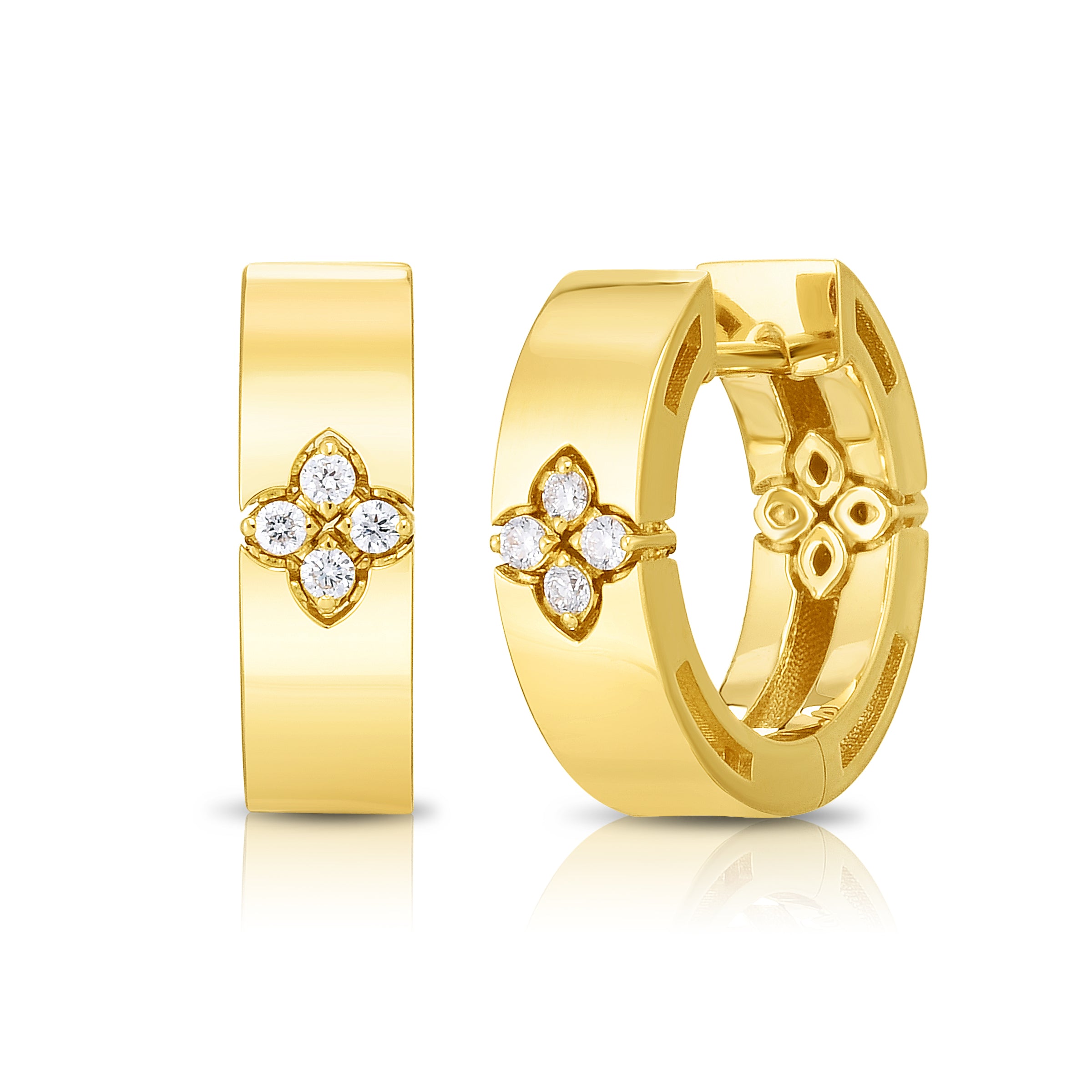 18K YELLOW GOLD LOVE IN VERONA DIAMOND HOOP EARRINGS