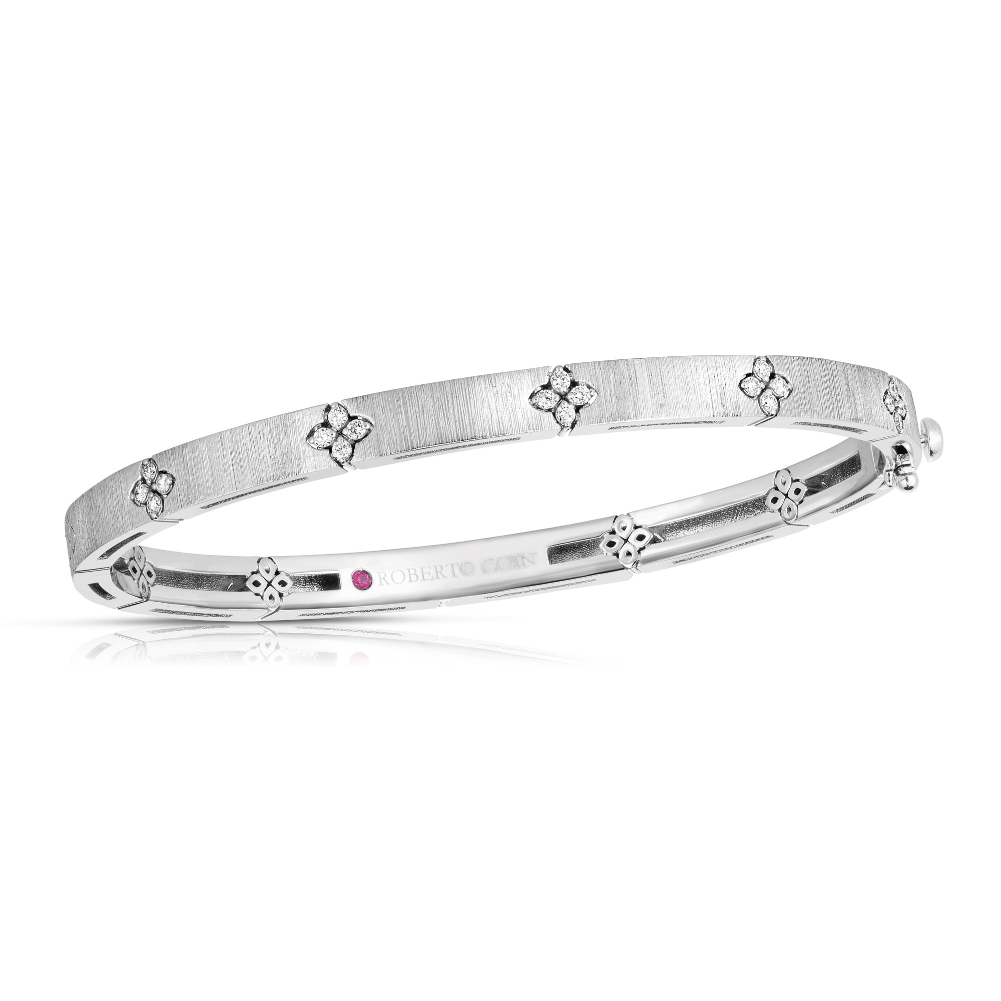 18K WHITE GOLD LOVE IN VERONA DIAMOND & SATIN FINISH BANGLE