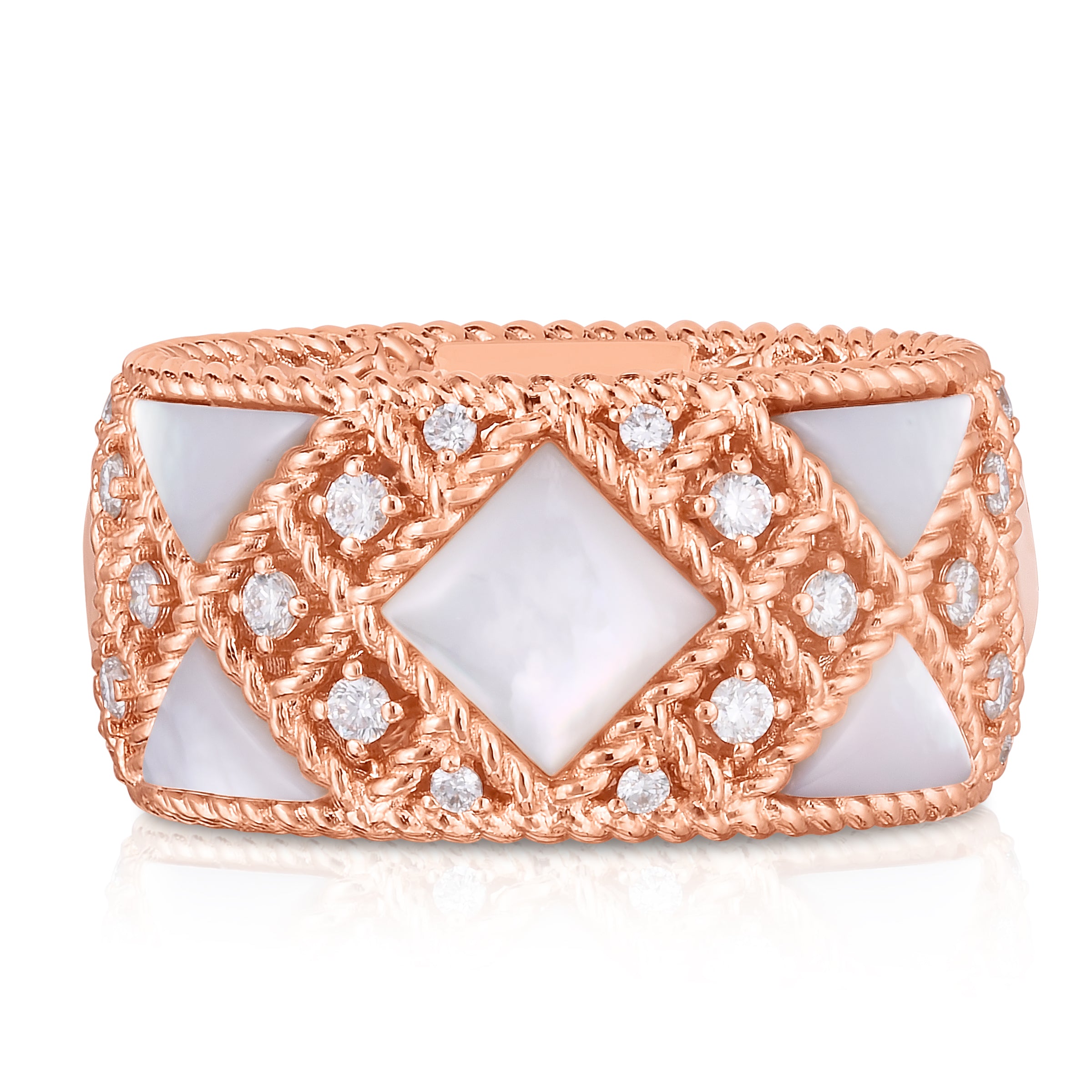 18K ROSE GOLD PALAZZO DUCALE DIAMOND & MOTHER OF PEARL RING