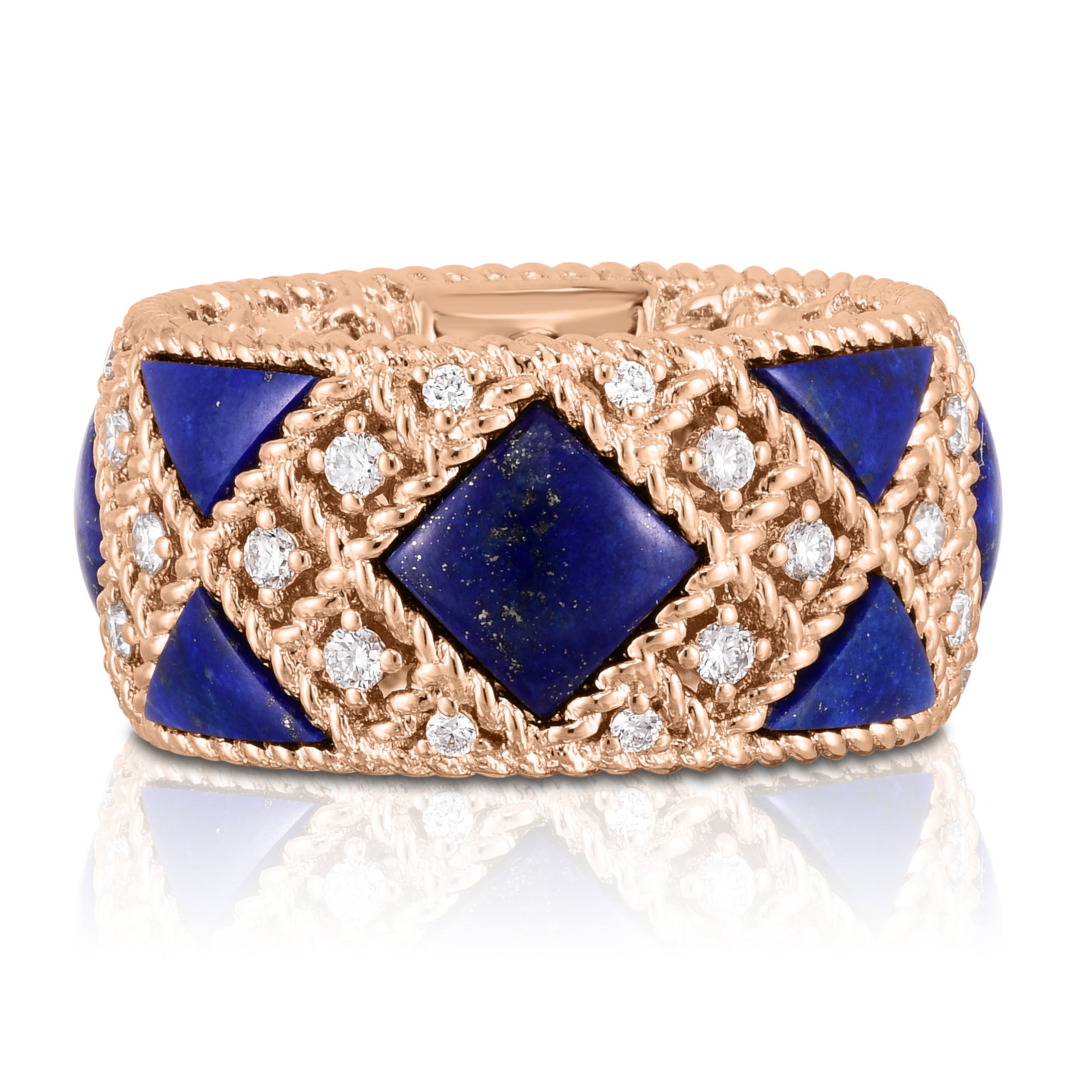 18K ROSE GOLD PALAZZO DUCALE NARROW DIAMOND & LAPIS RING