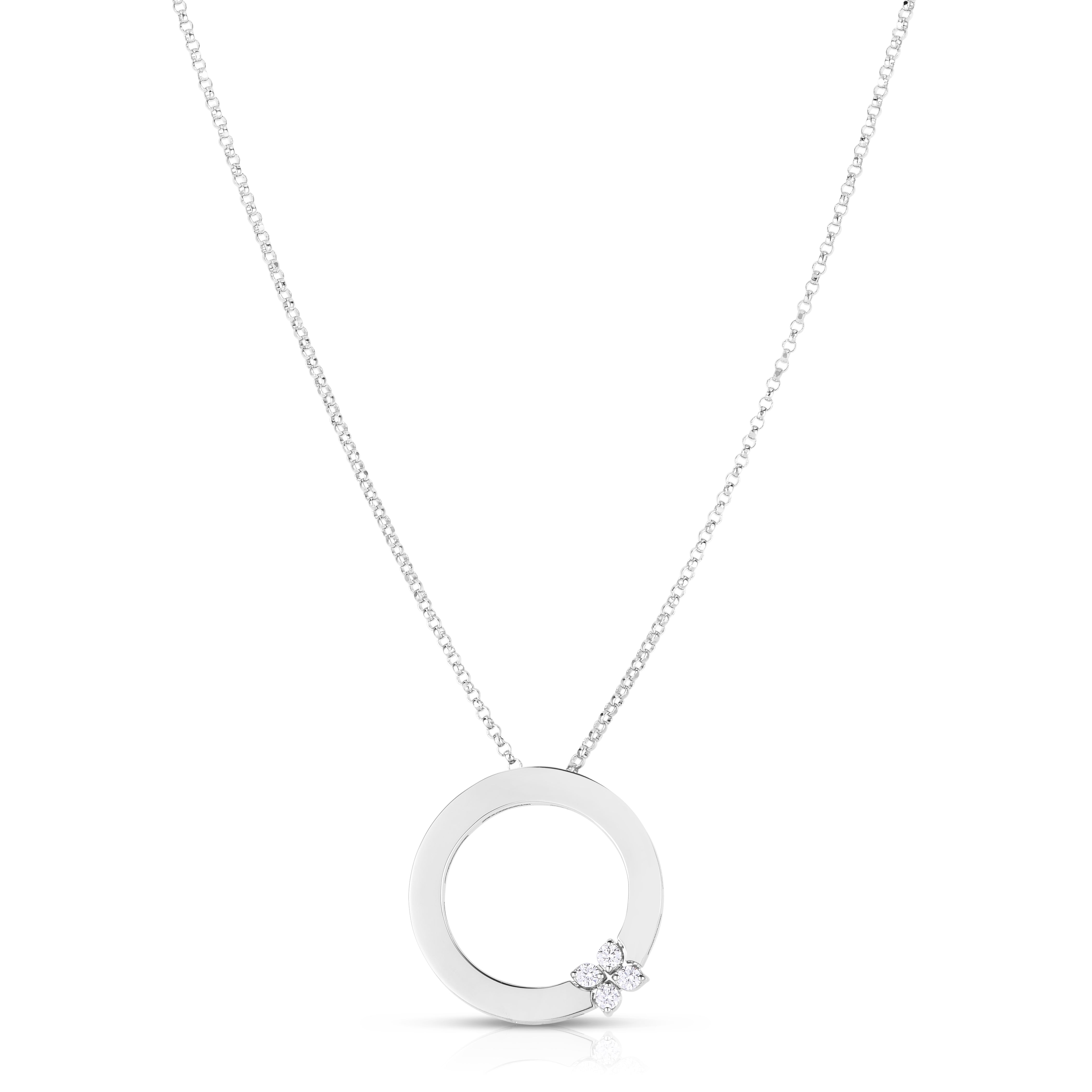 18K WHITE GOLD LOVE IN VERONA CIRCLE OF LIFE DIAMOND FLOWER NECKLACE