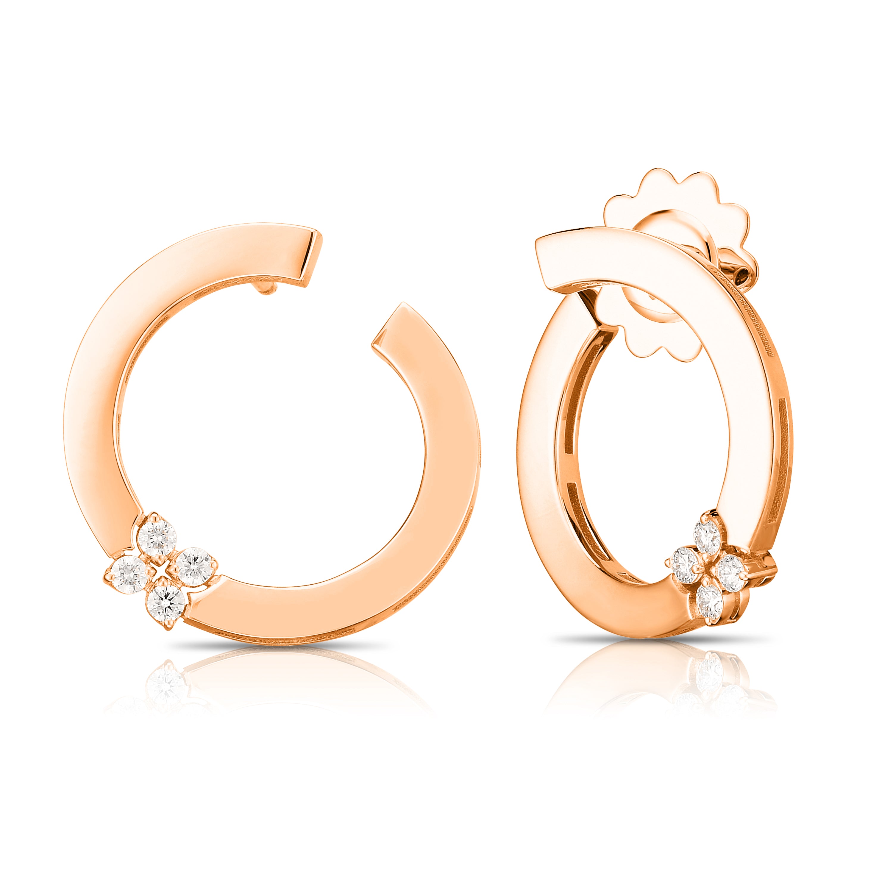18K ROSE GOLD LOVE IN VERONA CIRCLE OF LIFE DIAMOND FLOWER EARRINGS