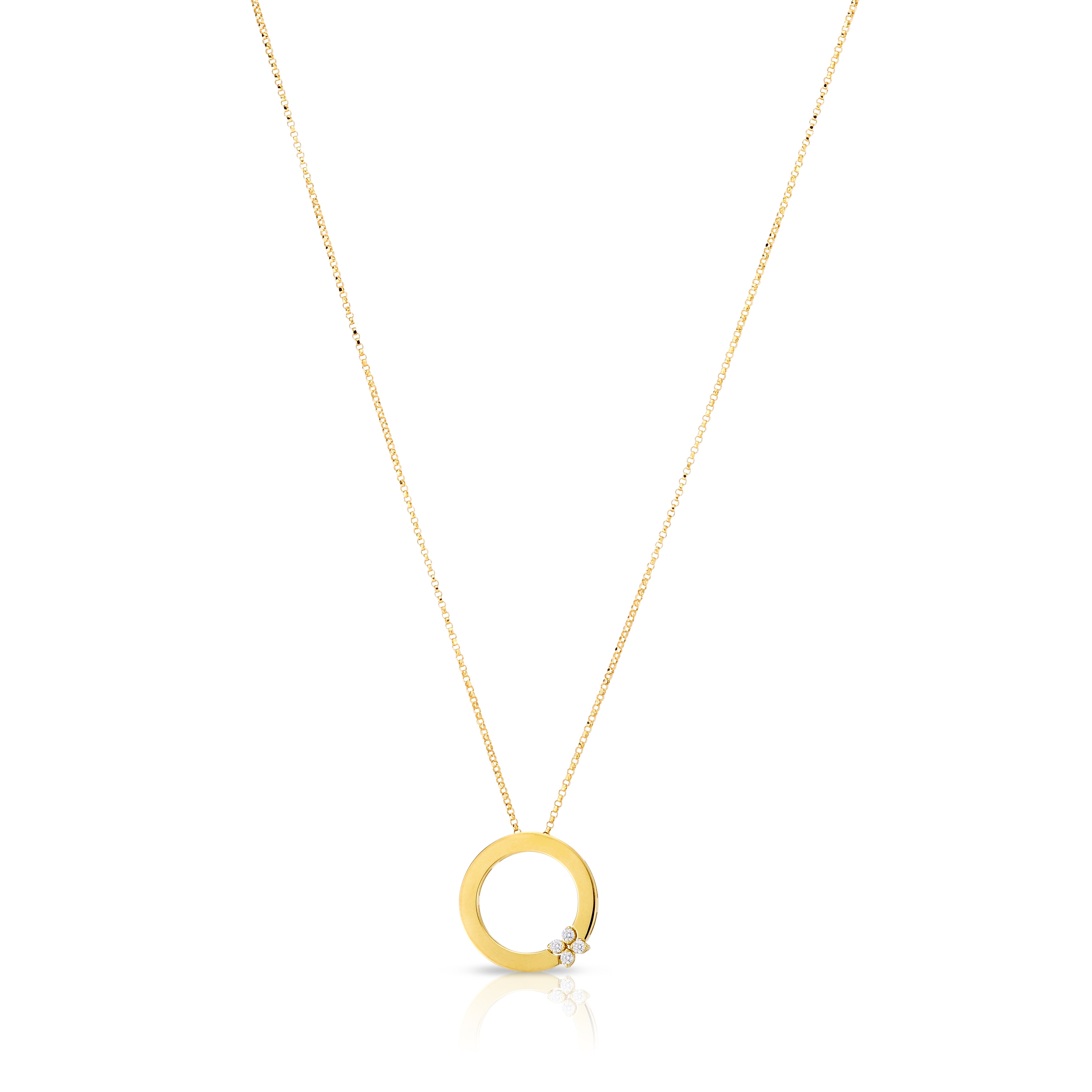 18K YELLOW GOLD LOVE IN VERONA CIRCLE OF LIFE DIAMOND FLOWER NECKLACE