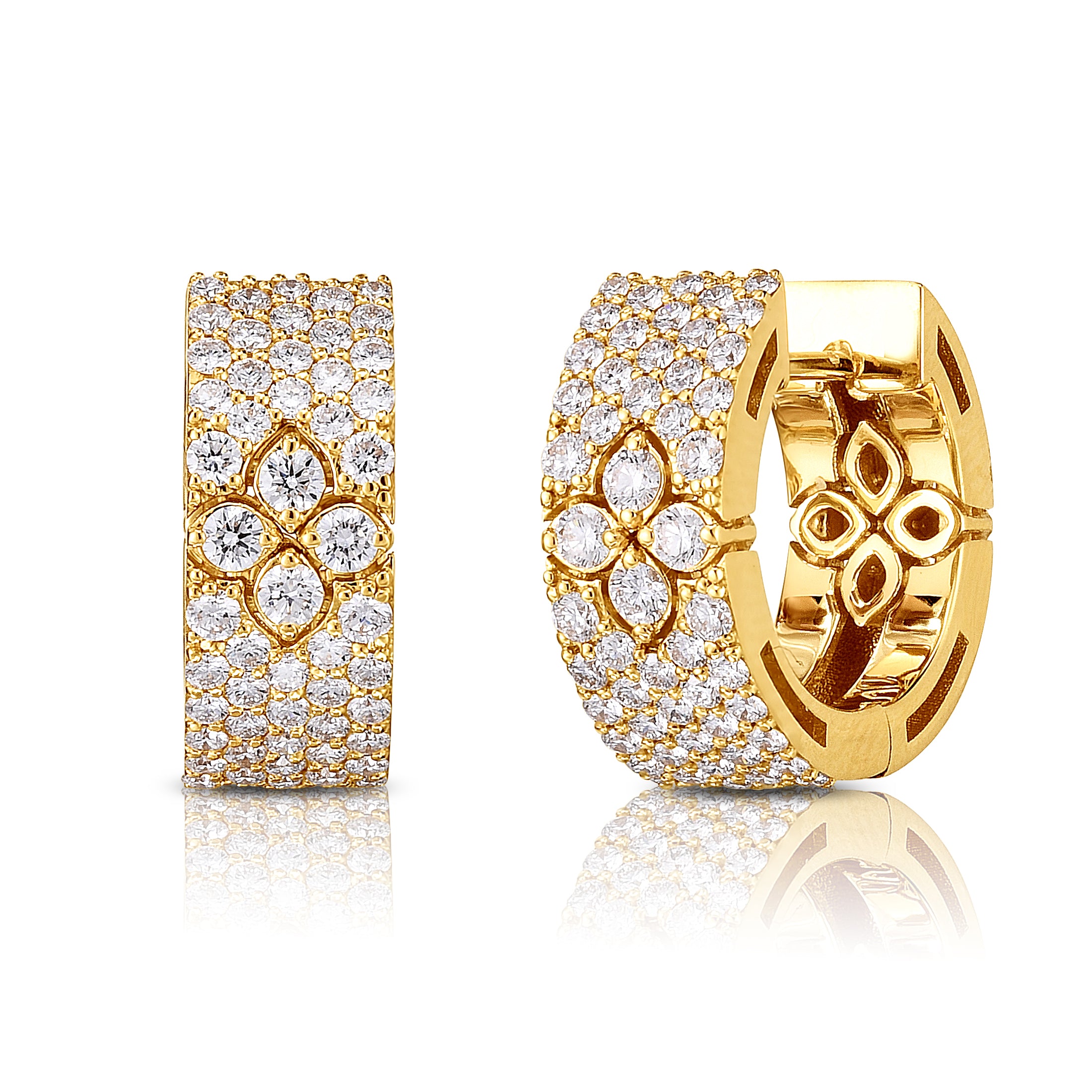 18K YELLOW GOLD LOVE IN VERONA SMALL PAVE DIAMOND HOOP EARRINGS
