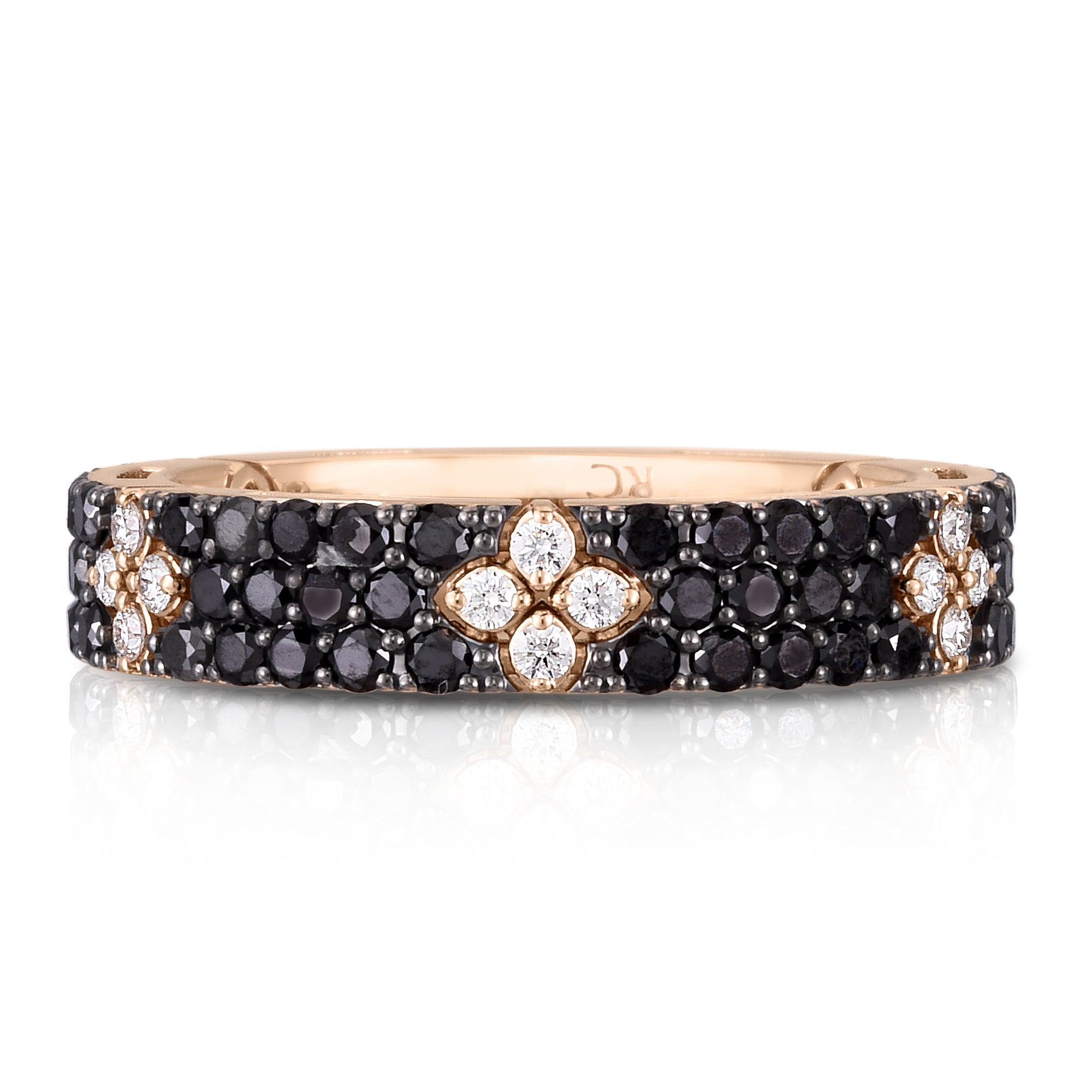 18K ROSE GOLD LOVE IN VERONA PAVE BLACK & WHITE DIAMOND RING