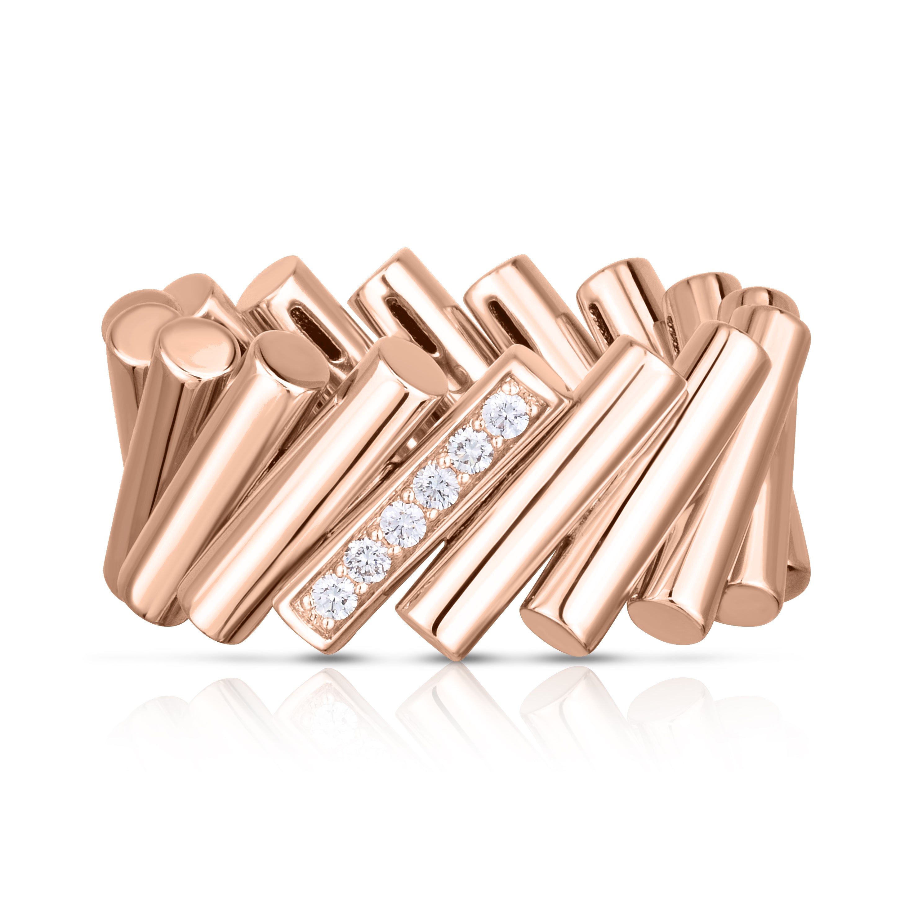 18K ROSE GOLD DOMINO DIAMOND ACCENT RING