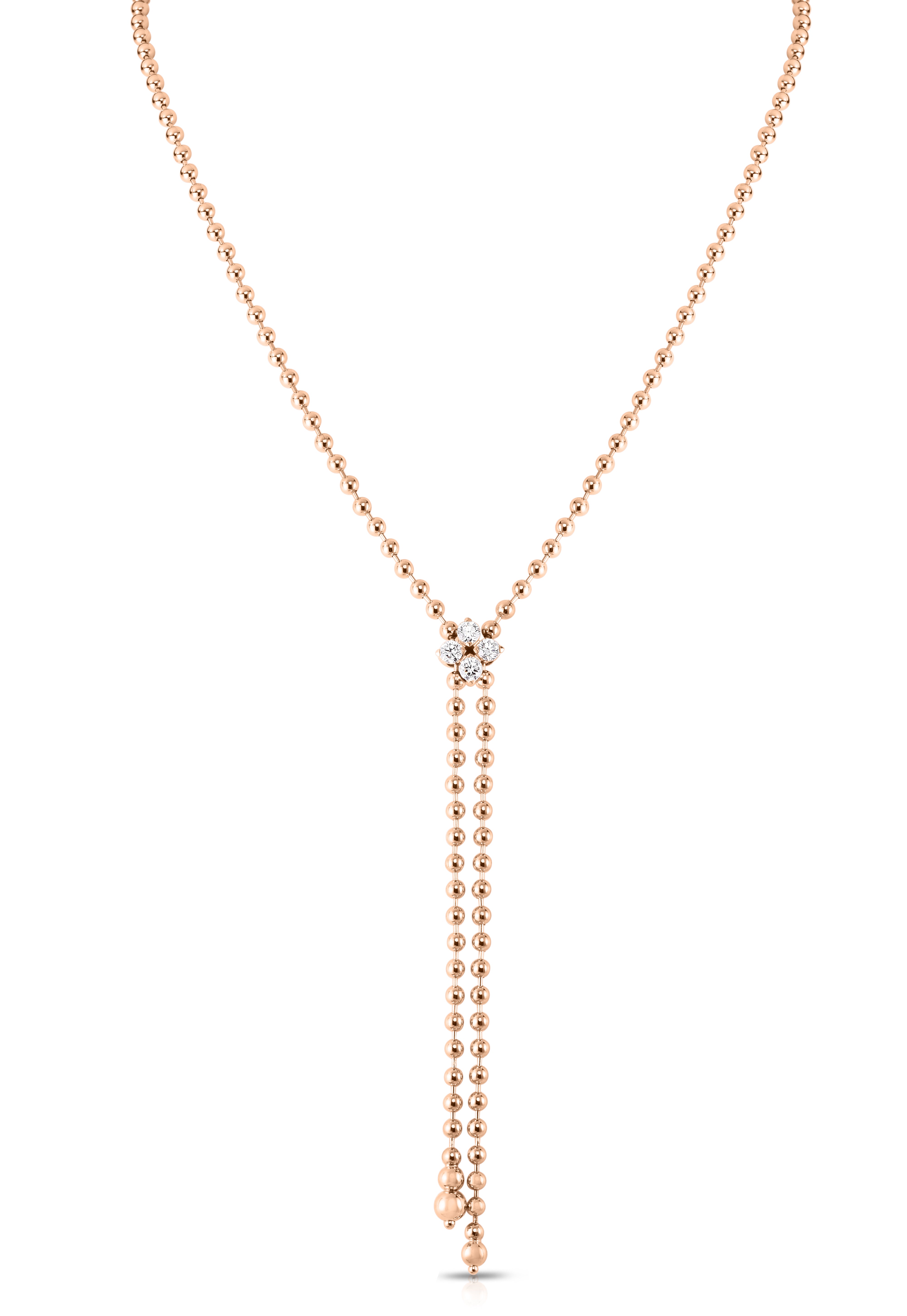 18K ROSE GOLD LOVE IN VERONA DIAMOND FLOWER ZIPPER LARIAT NECKLACE