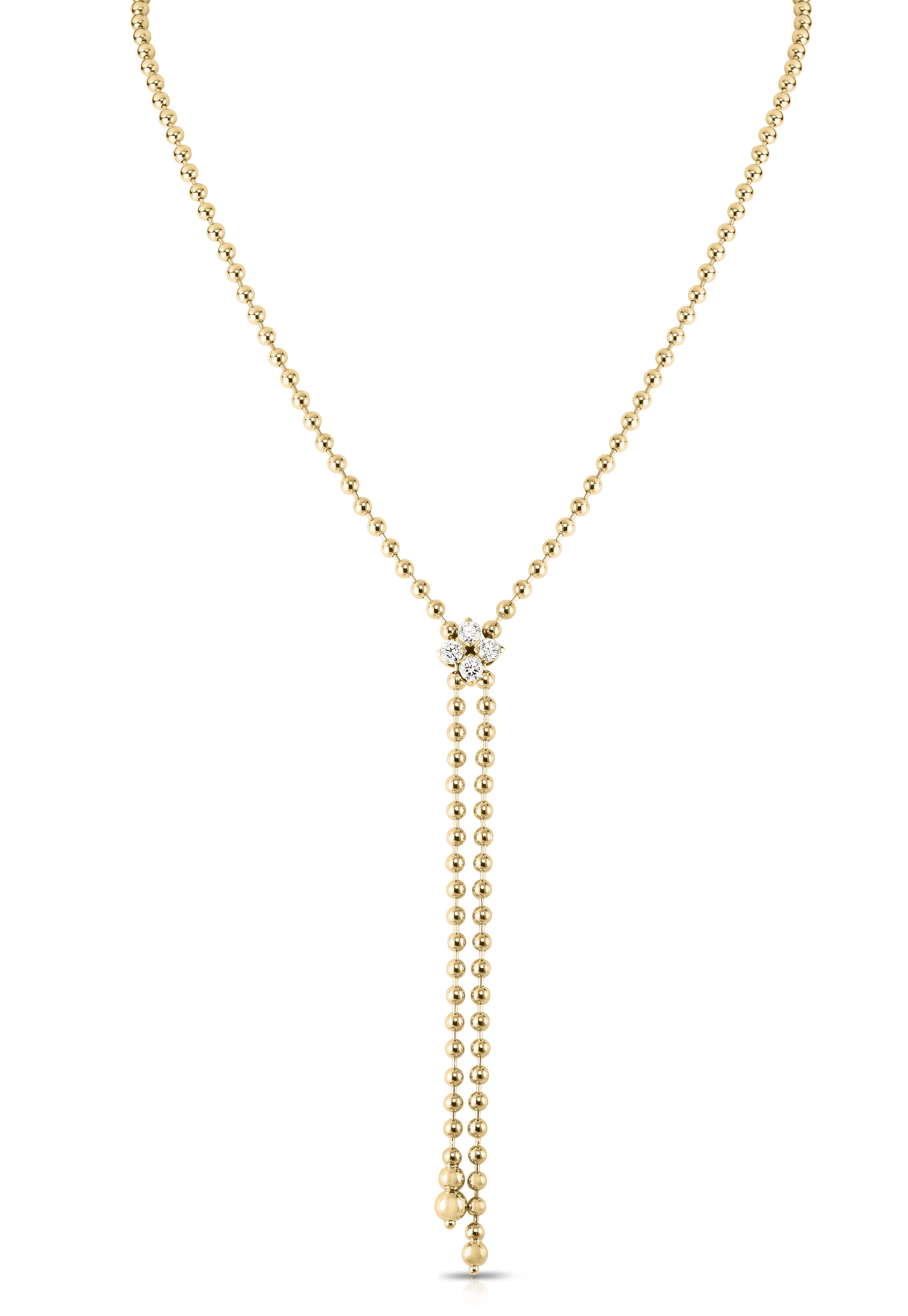 18K YELLOW GOLD LOVE IN VERONA DIAMOND FLOWER ZIPPER LARIAT NECKLACE