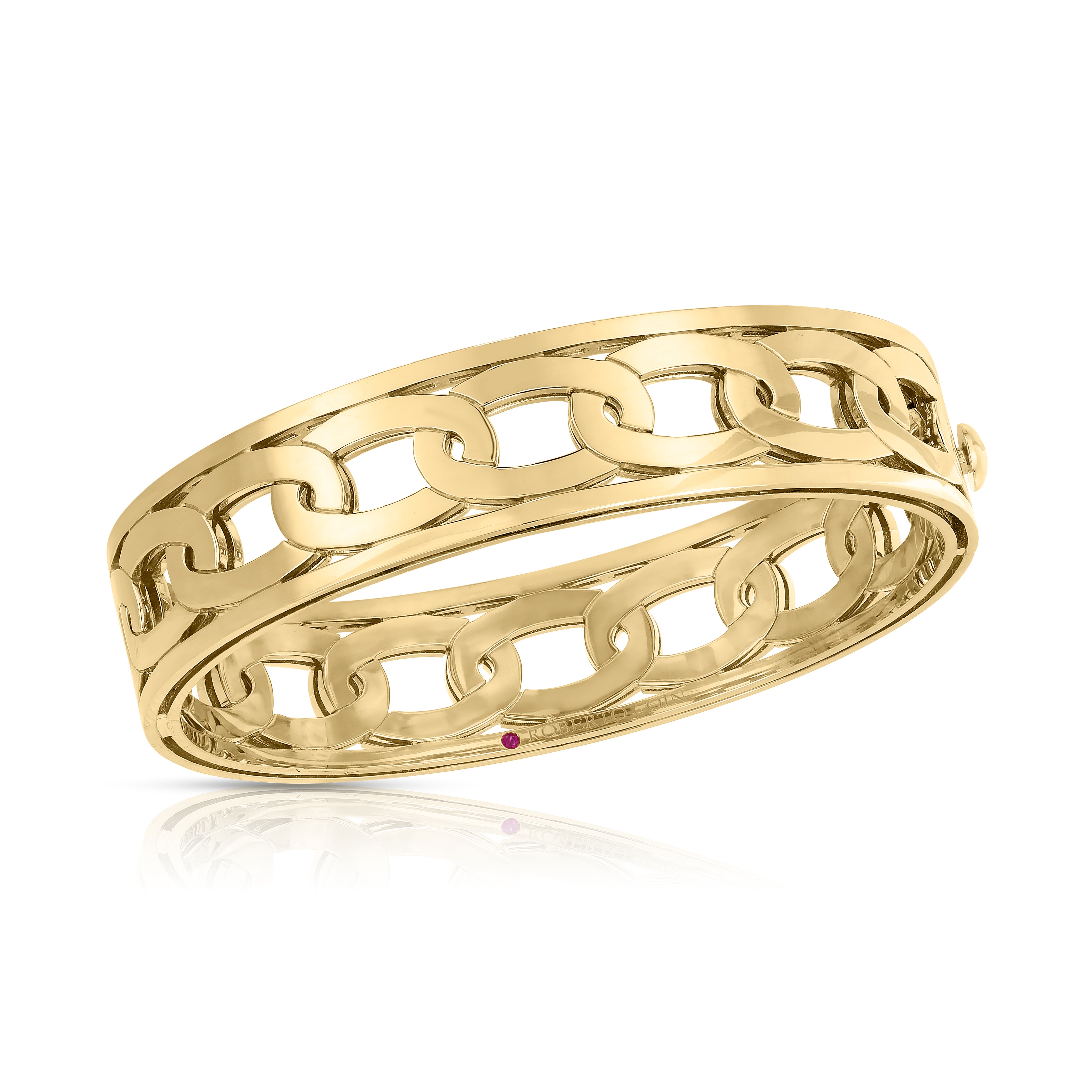 18K YELLOW GOLD NAVARRA WIDE BANGLE