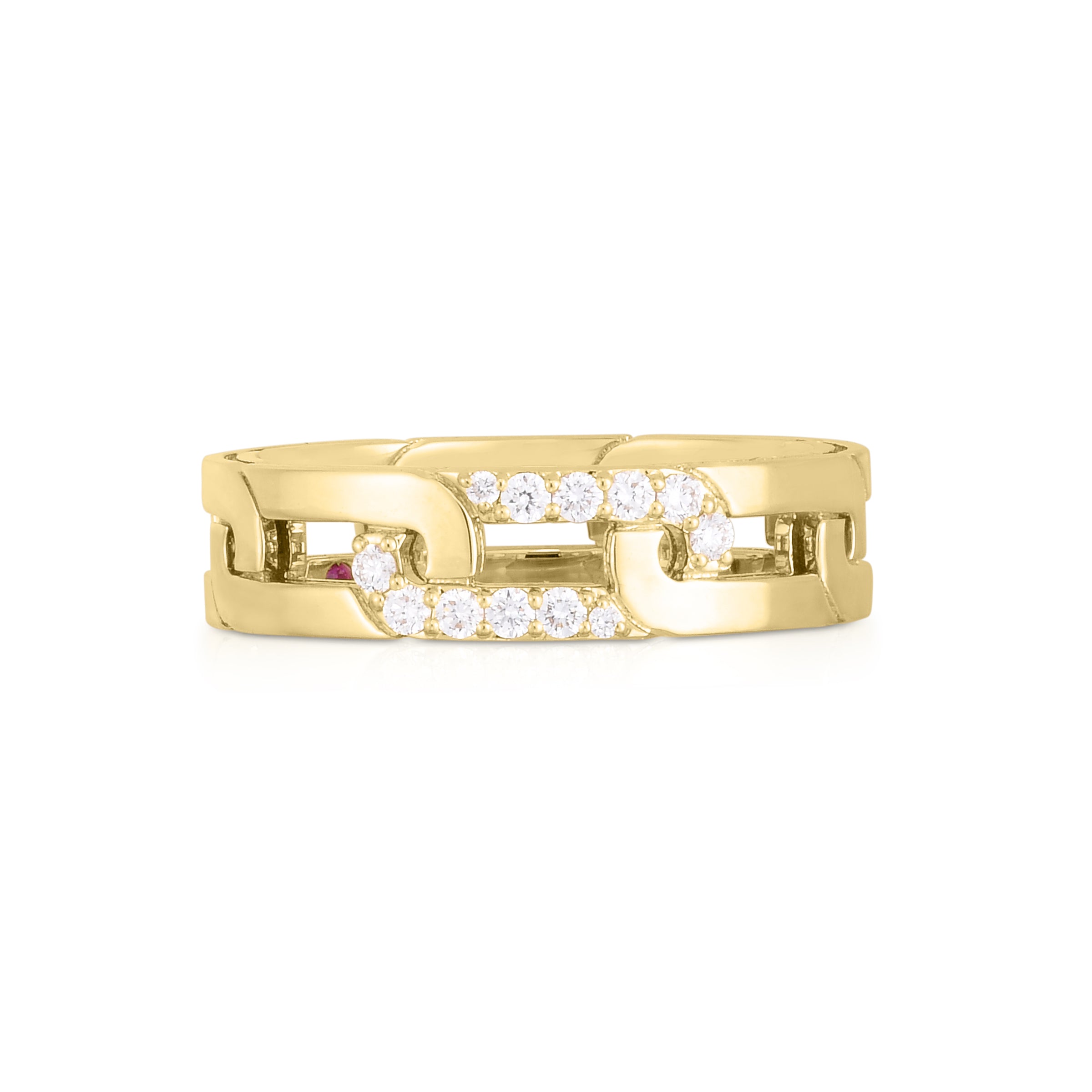 18K YELLOW GOLD NAVARRA DIAMOND ACCENT SLIM RING