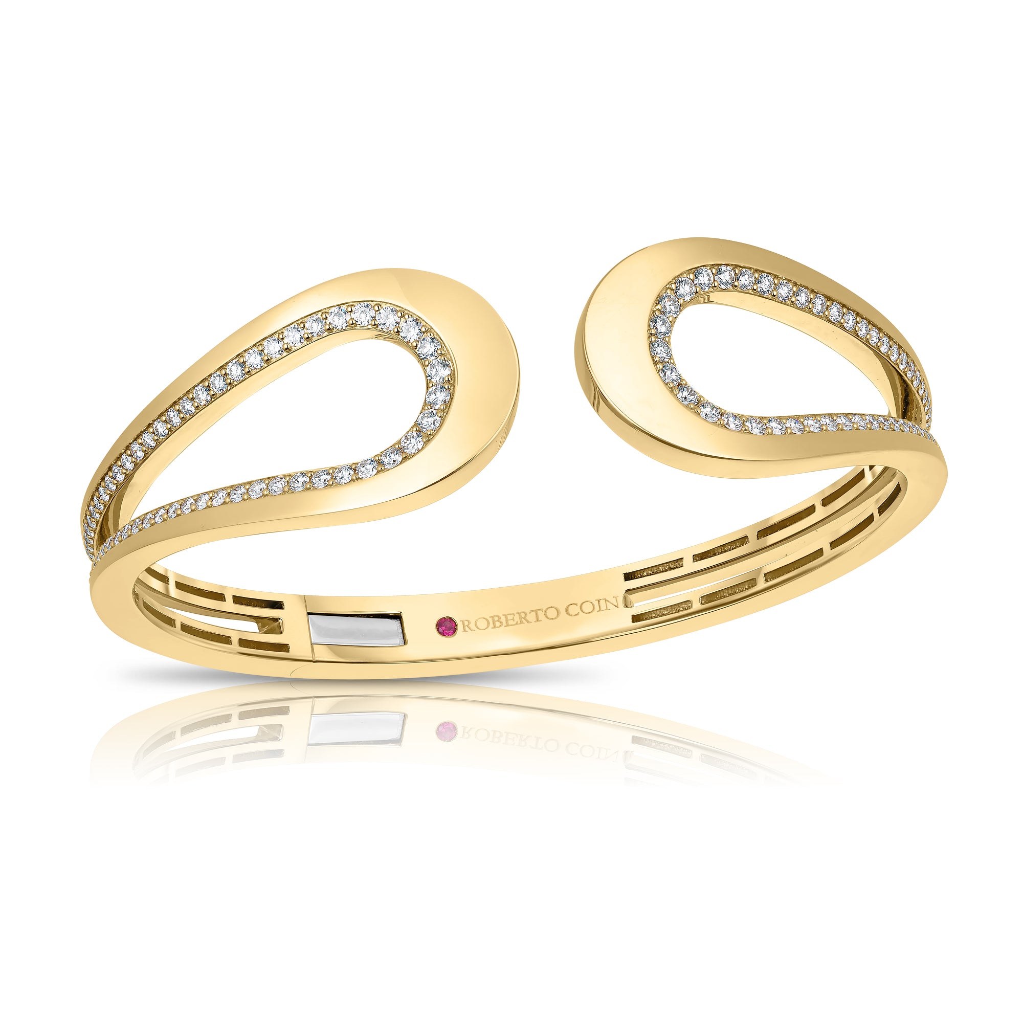 18K ROSE GOLD CHEVAL DIAMOND CUFF BANGLE
